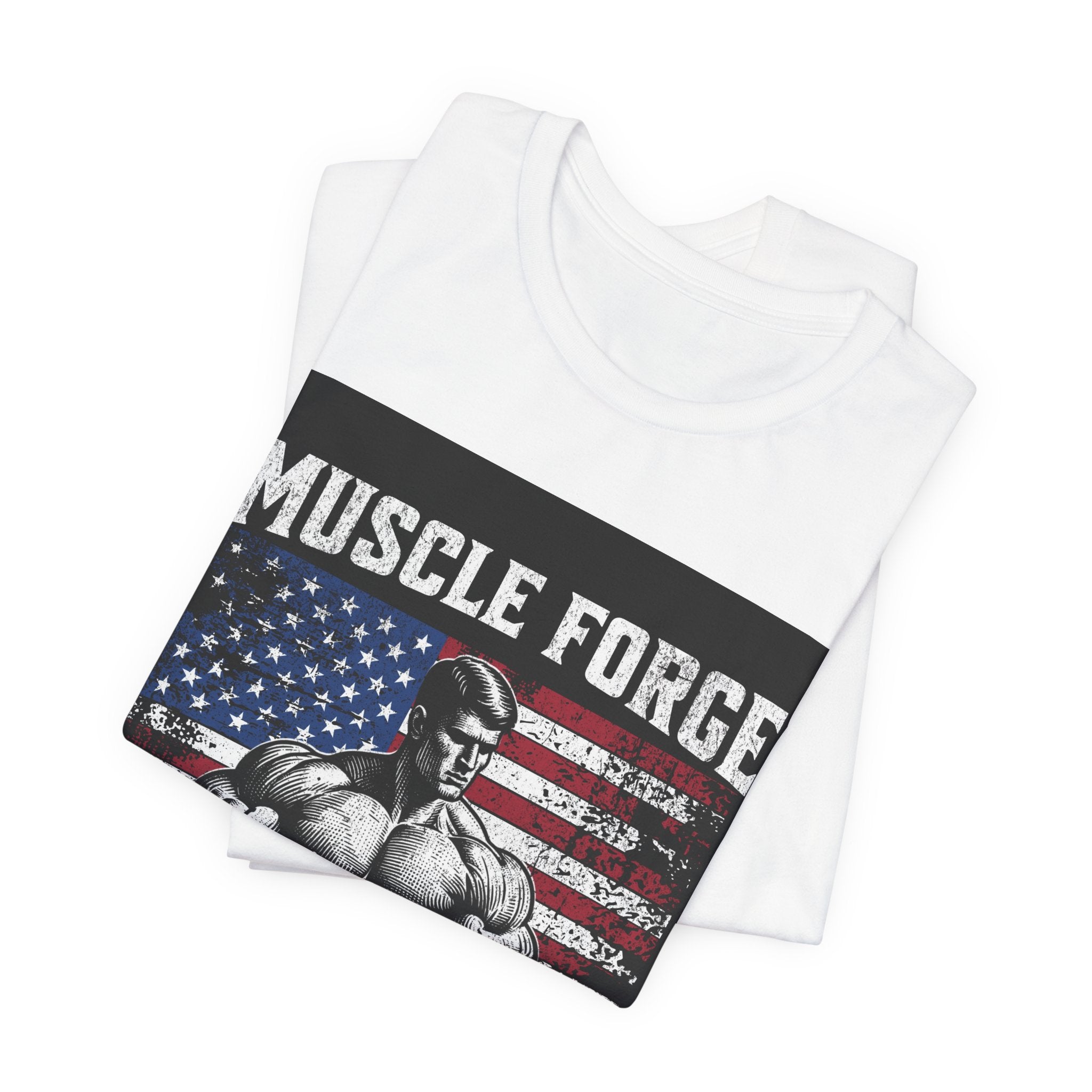 Muscle Forge American Flag Gym Tee — "Sculpt Your Legacy" Fitness T-Shirt