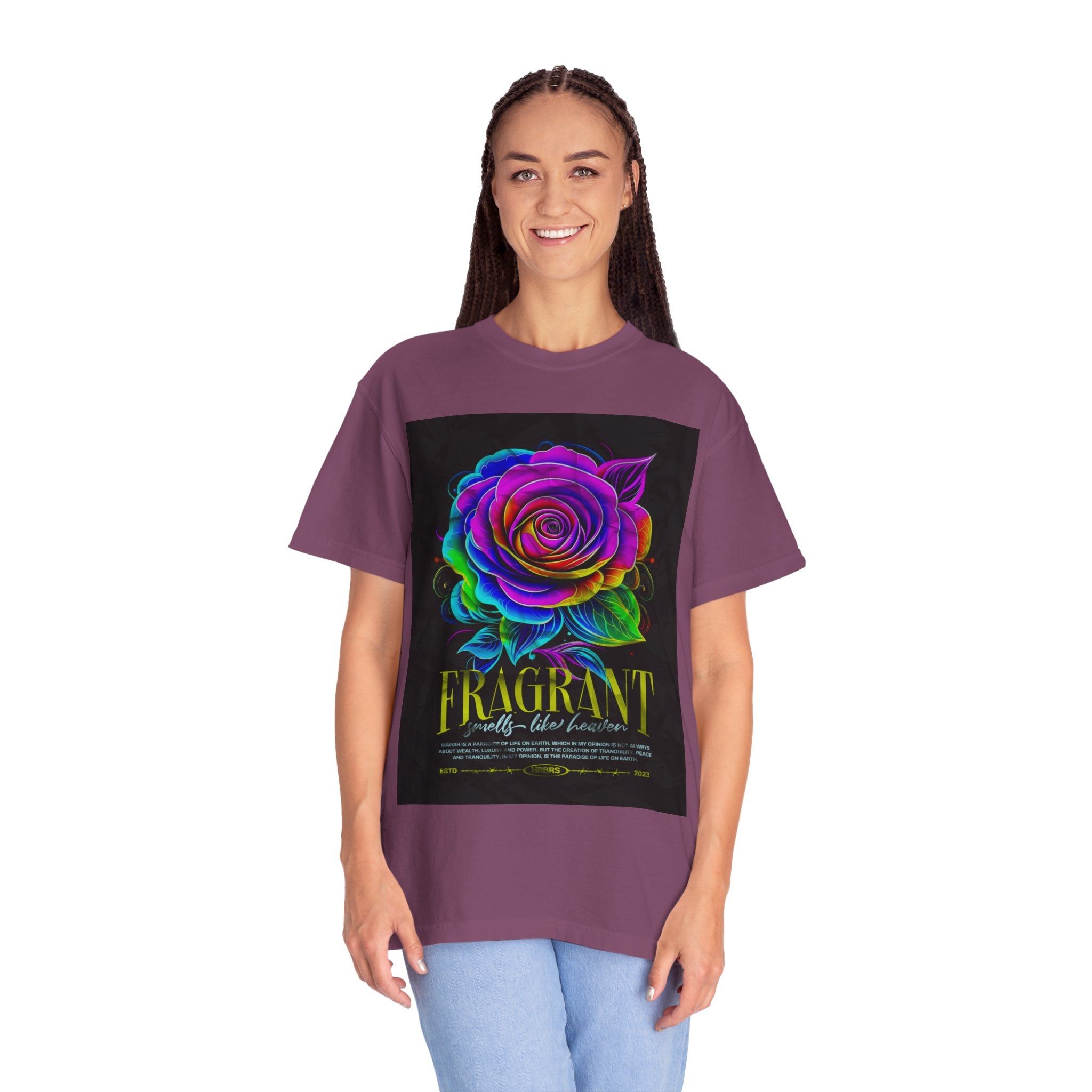 Fragrant Rainbow Rose T-Shirt — Vibrant Floral Graphic Tee