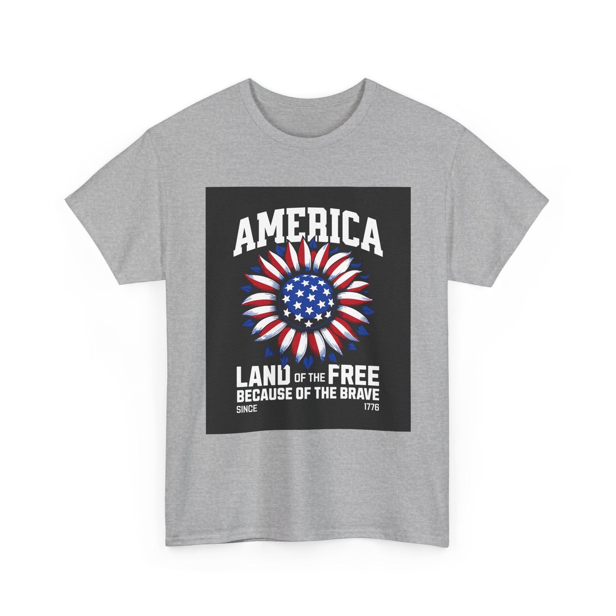 Patriotic America Tee — "Land of the Free Because of the Brave" Cotton T-Shirt