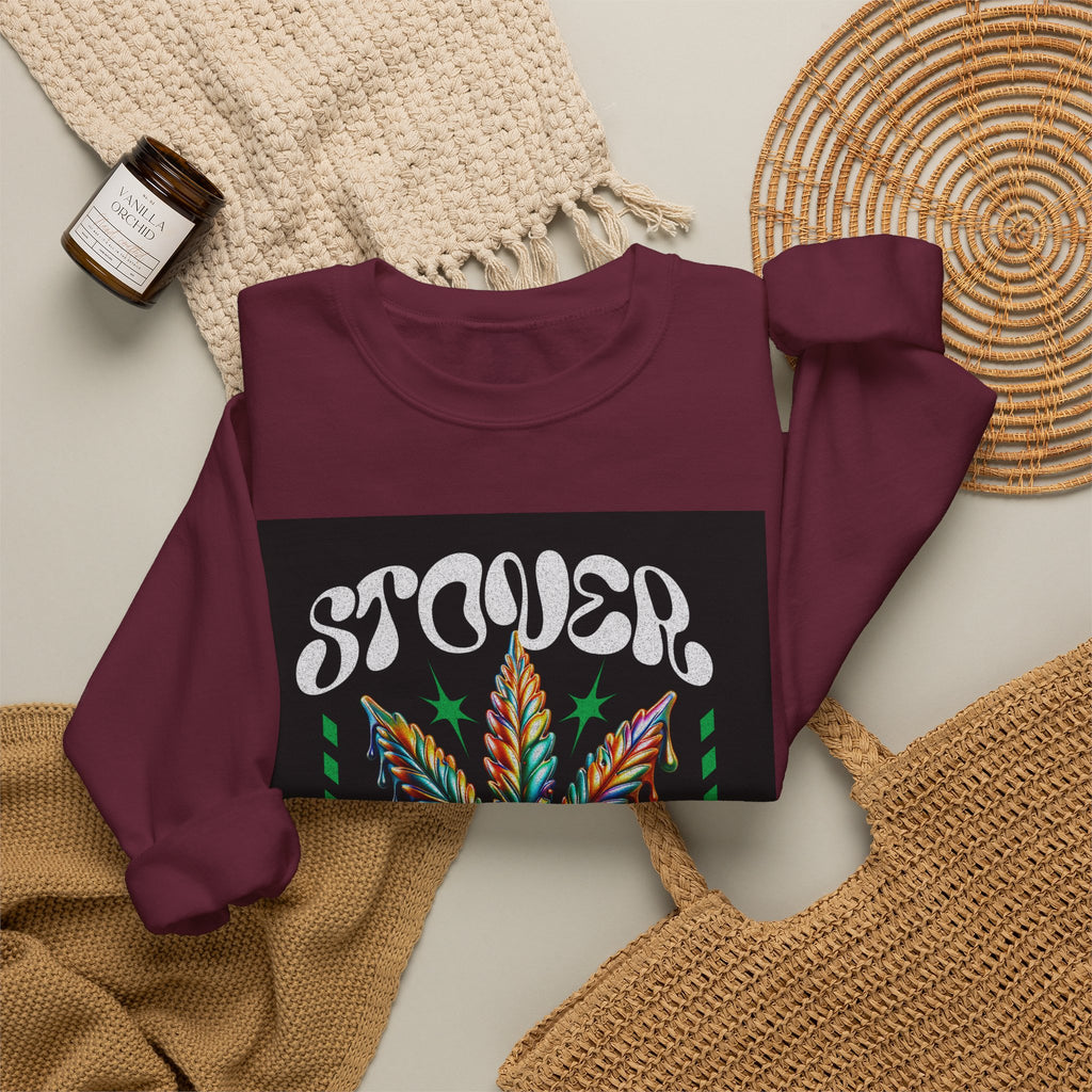 Sweatshirt — Stoner 'Grow Your Own Serenity' Colorful Cannabis Leaf Crewneck