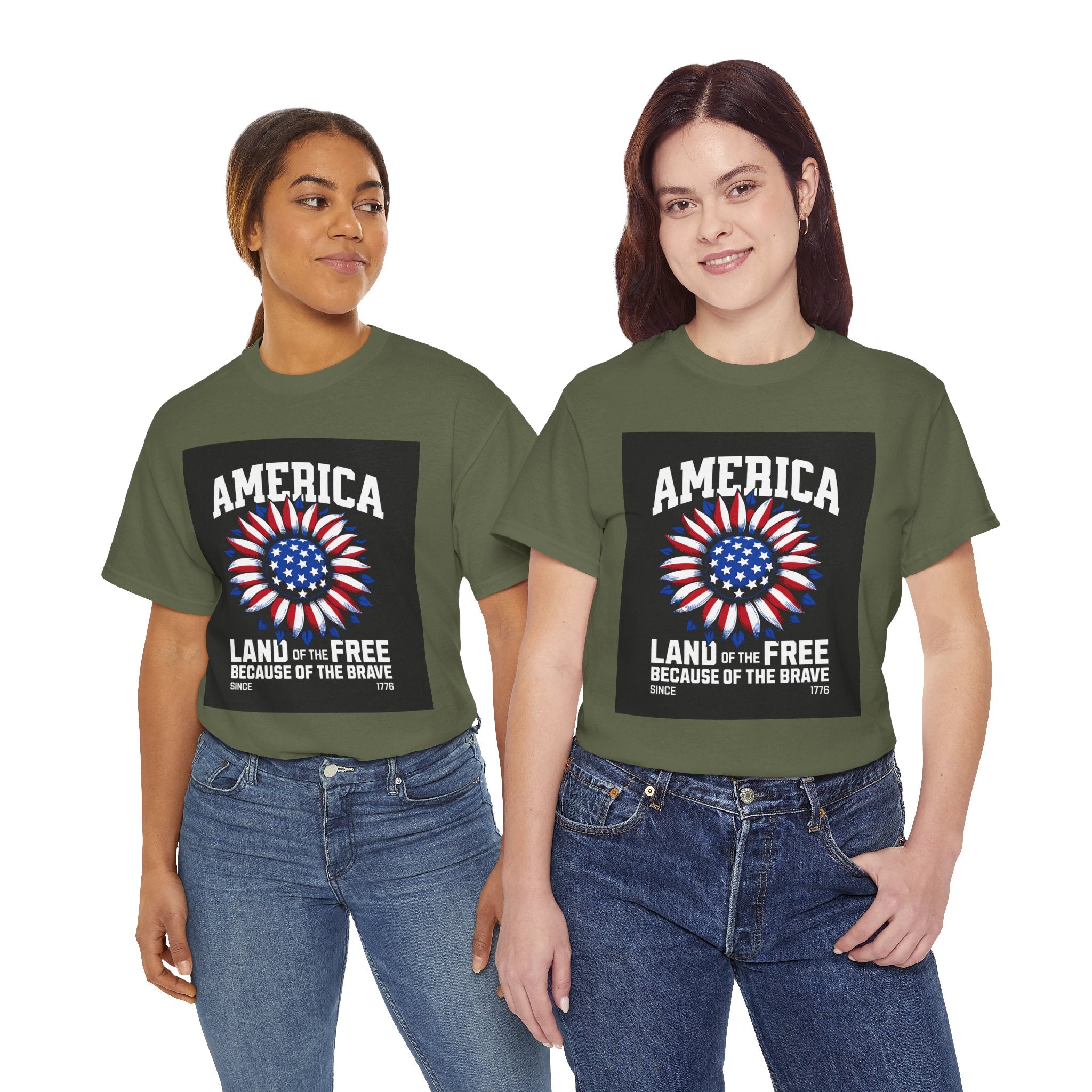 Patriotic America Tee — "Land of the Free Because of the Brave" Cotton T-Shirt