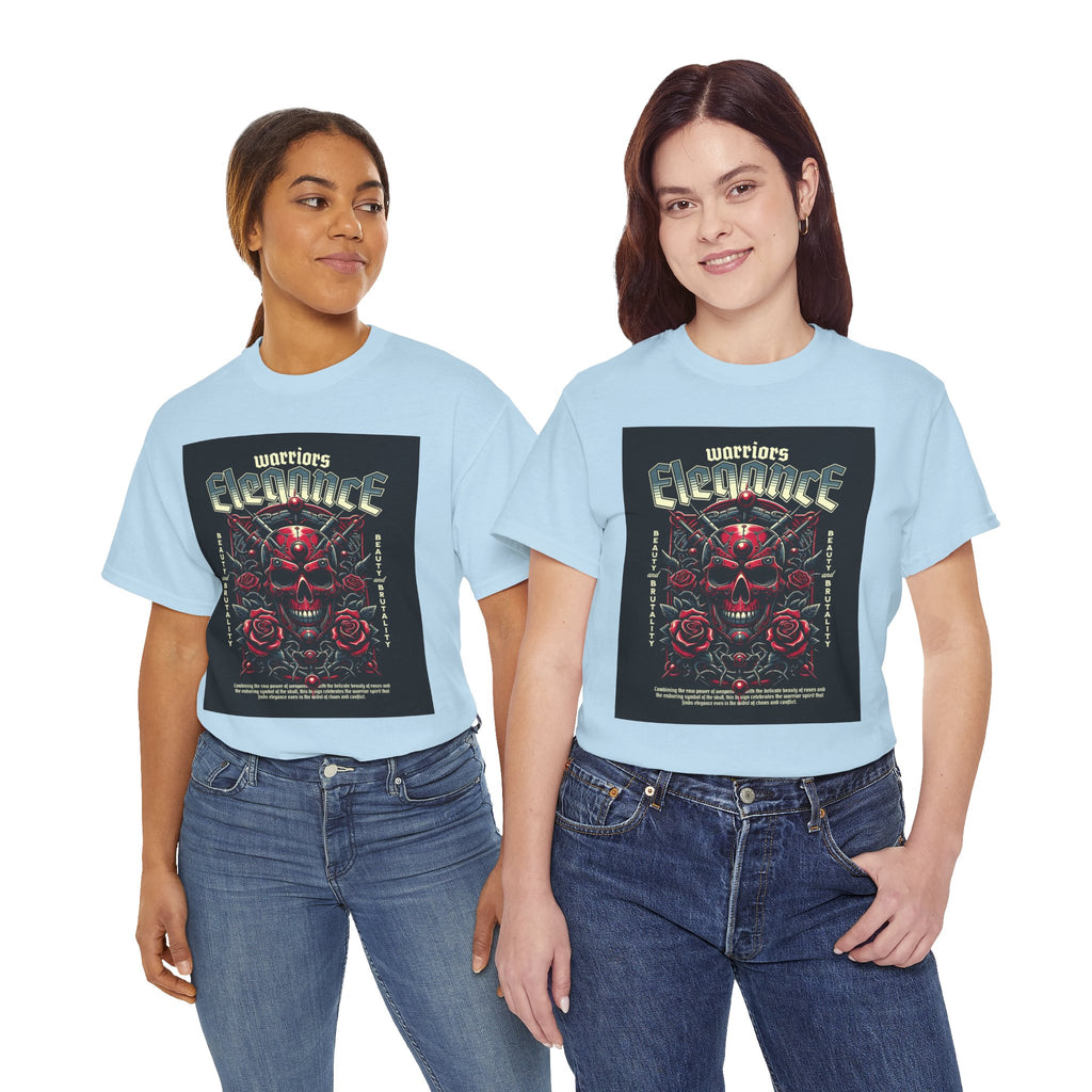 Warriors Electric Skull T‑Shirt — Red Skull & Roses Rock Graphic Tee