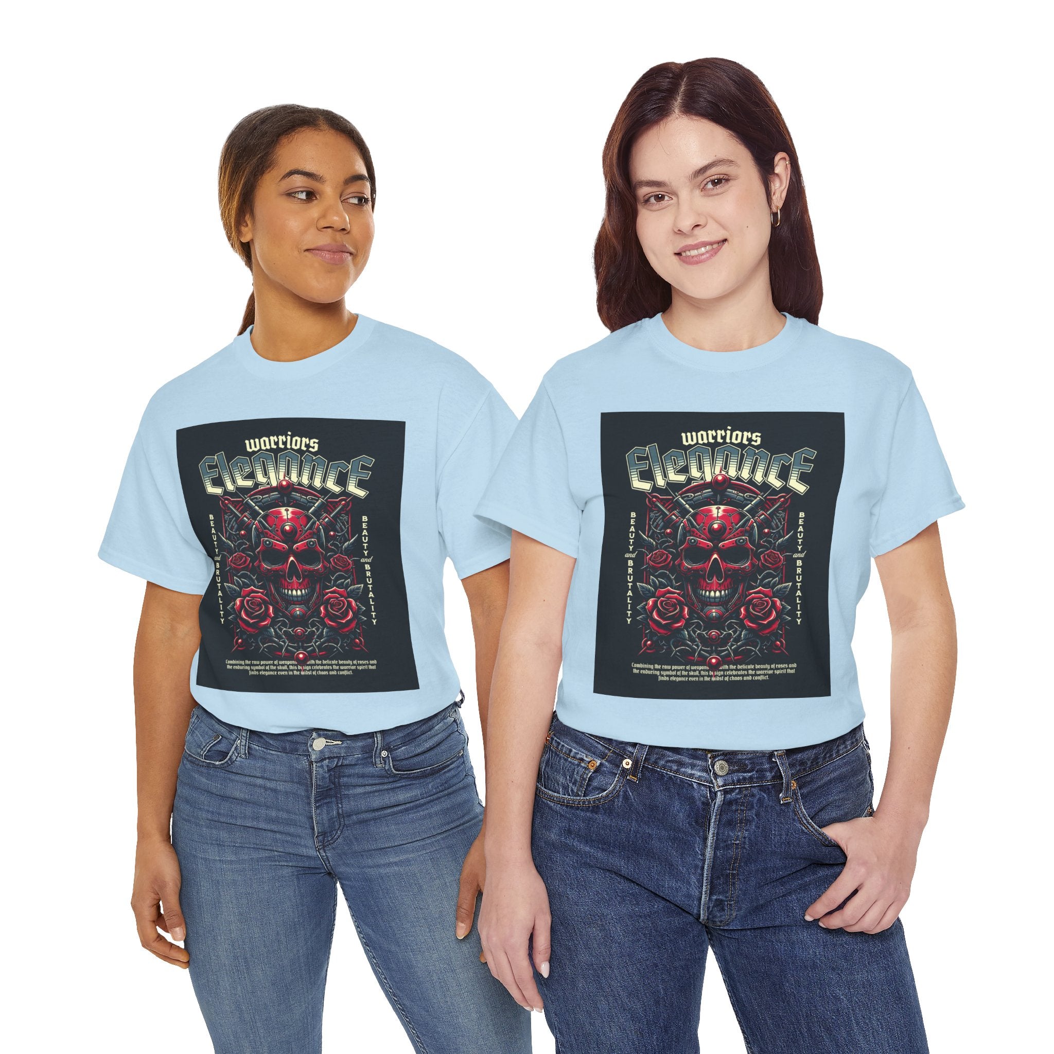 Warriors Electric Skull T‑Shirt — Red Skull & Roses Rock Graphic Tee