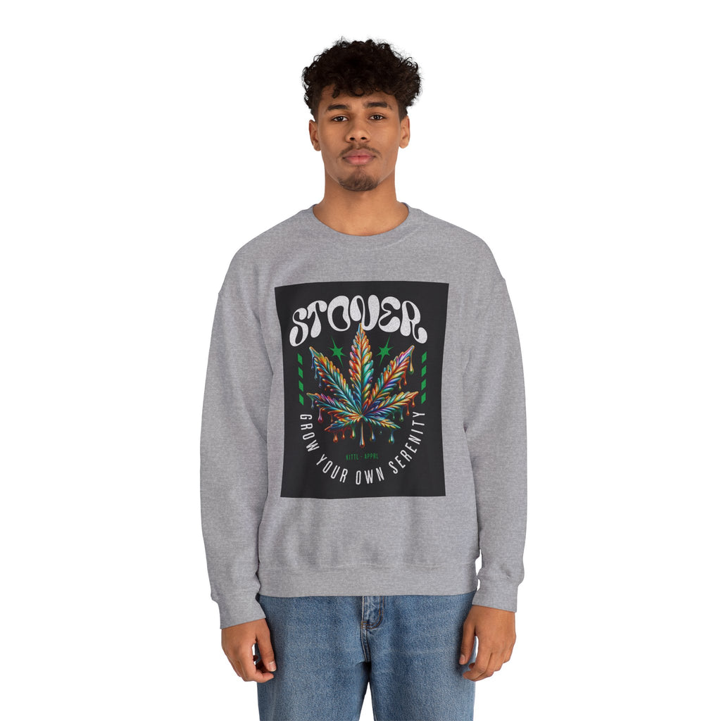 Sweatshirt — Stoner 'Grow Your Own Serenity' Colorful Cannabis Leaf Crewneck