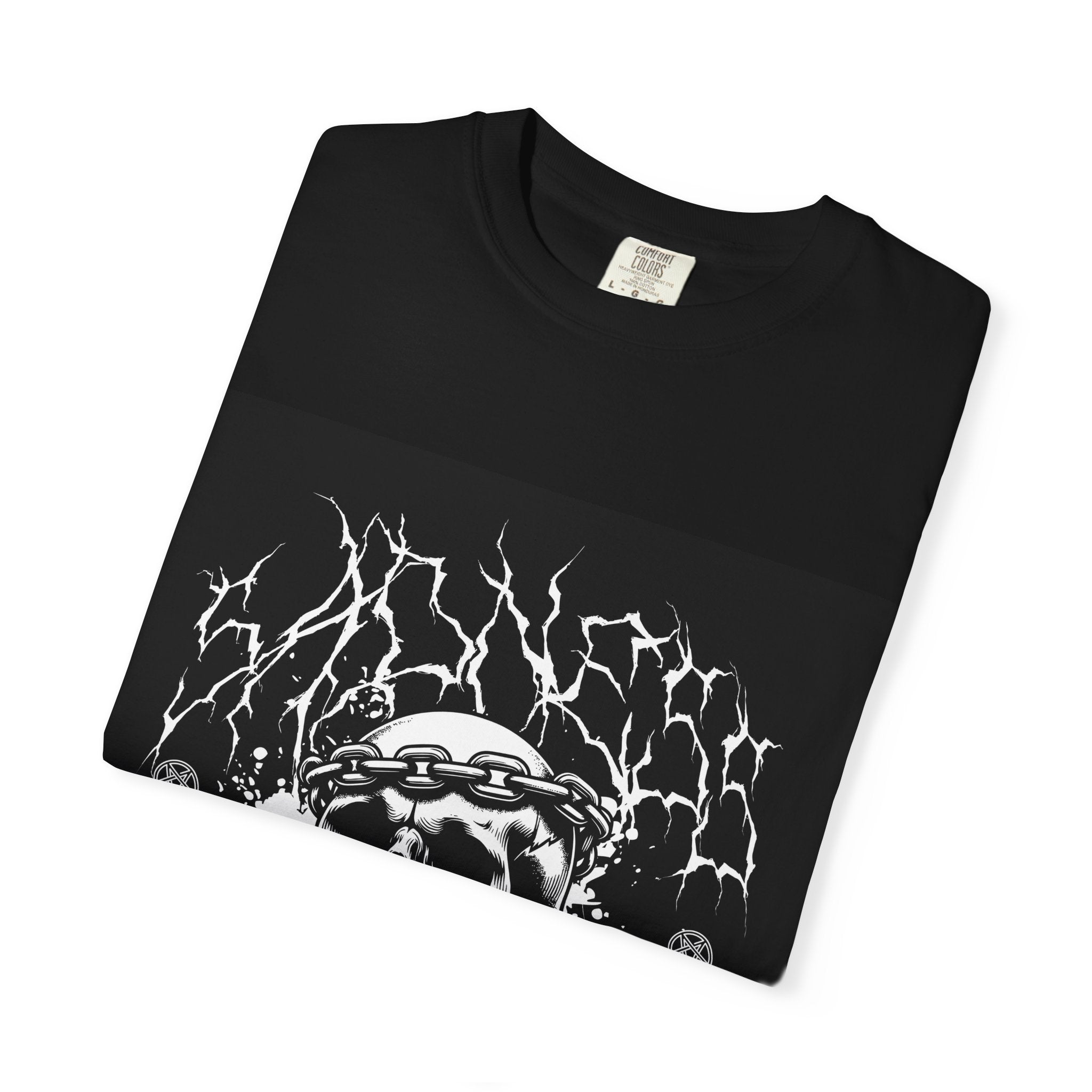Graphic T-Shirt — 'Break a Path Through the Darkness' Skull Lightning Design
