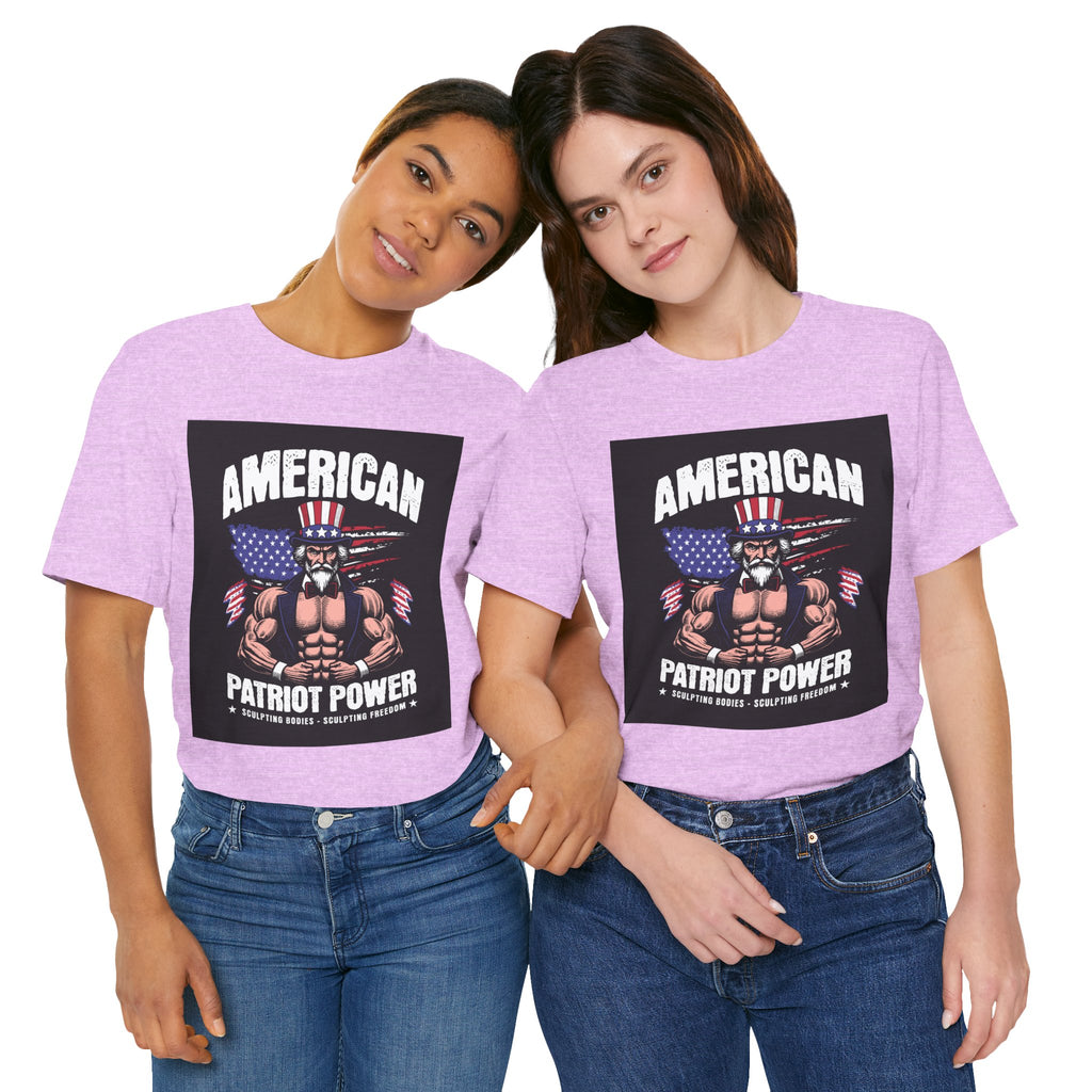 Patriot Power T-Shirt — American Flag Uncle Sam Muscle Graphic Tee