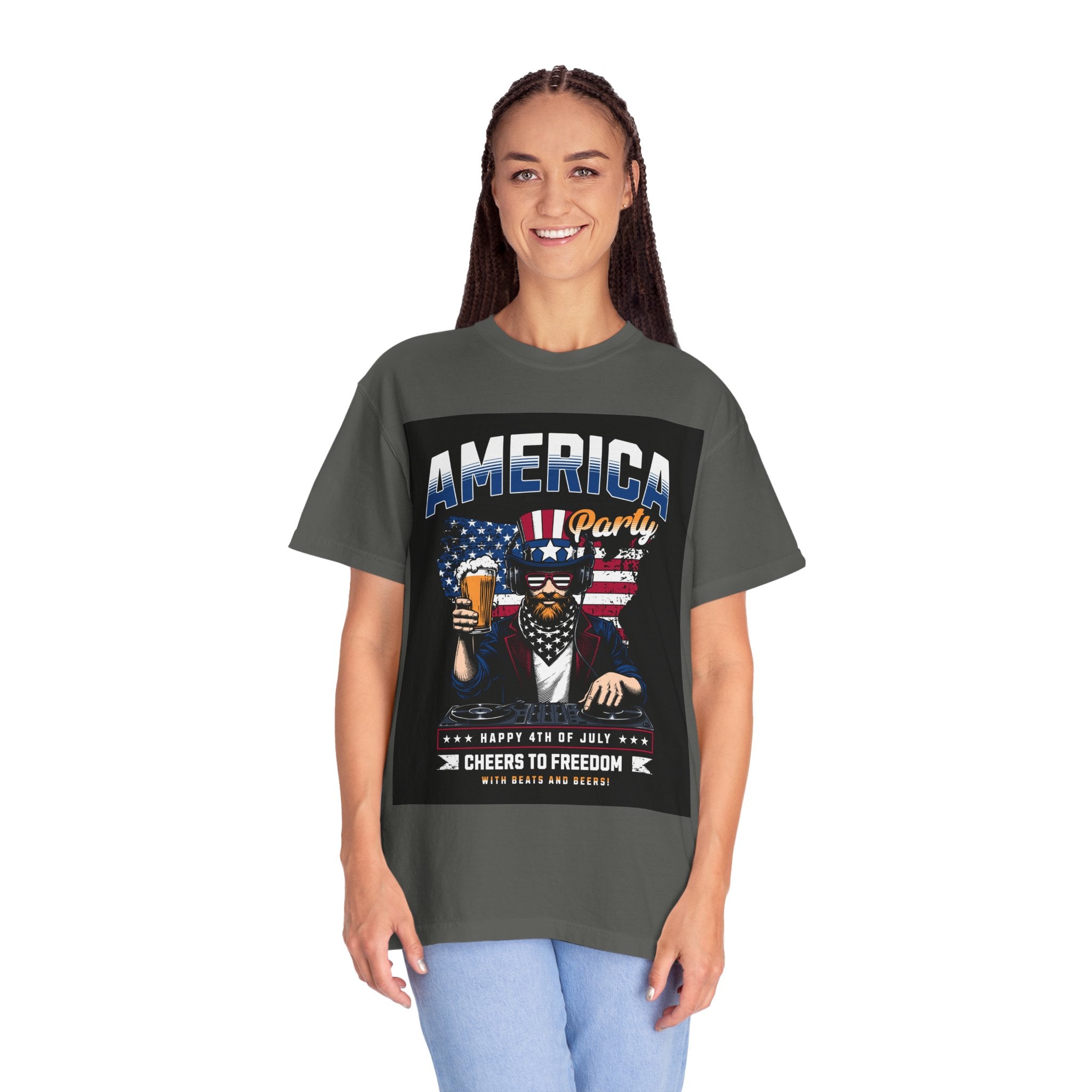 America Party T-Shirt — Cheers to Freedom 4th of July Patriotic Tee