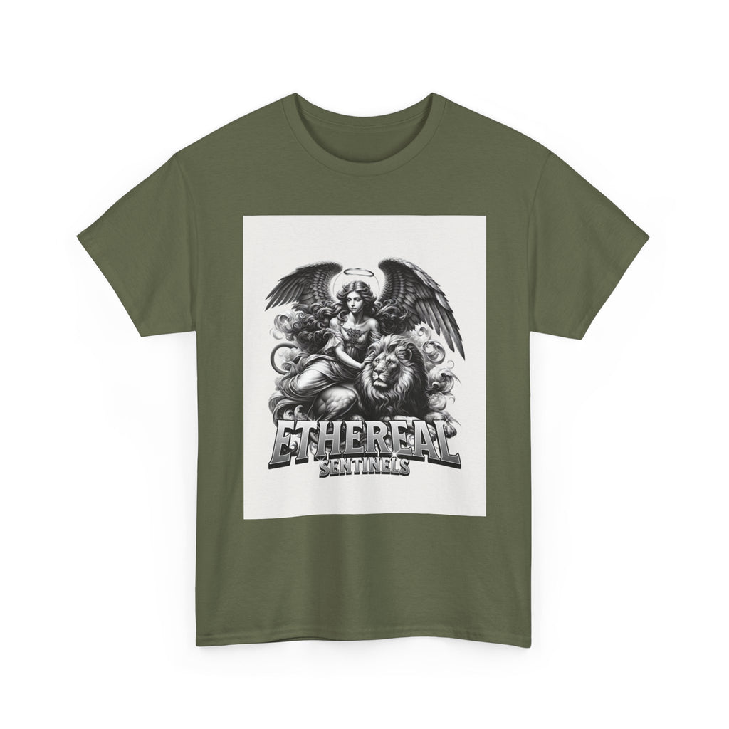Angel & Lion Graphic Tee — "Ethereal" Vintage Gothic Streetwear