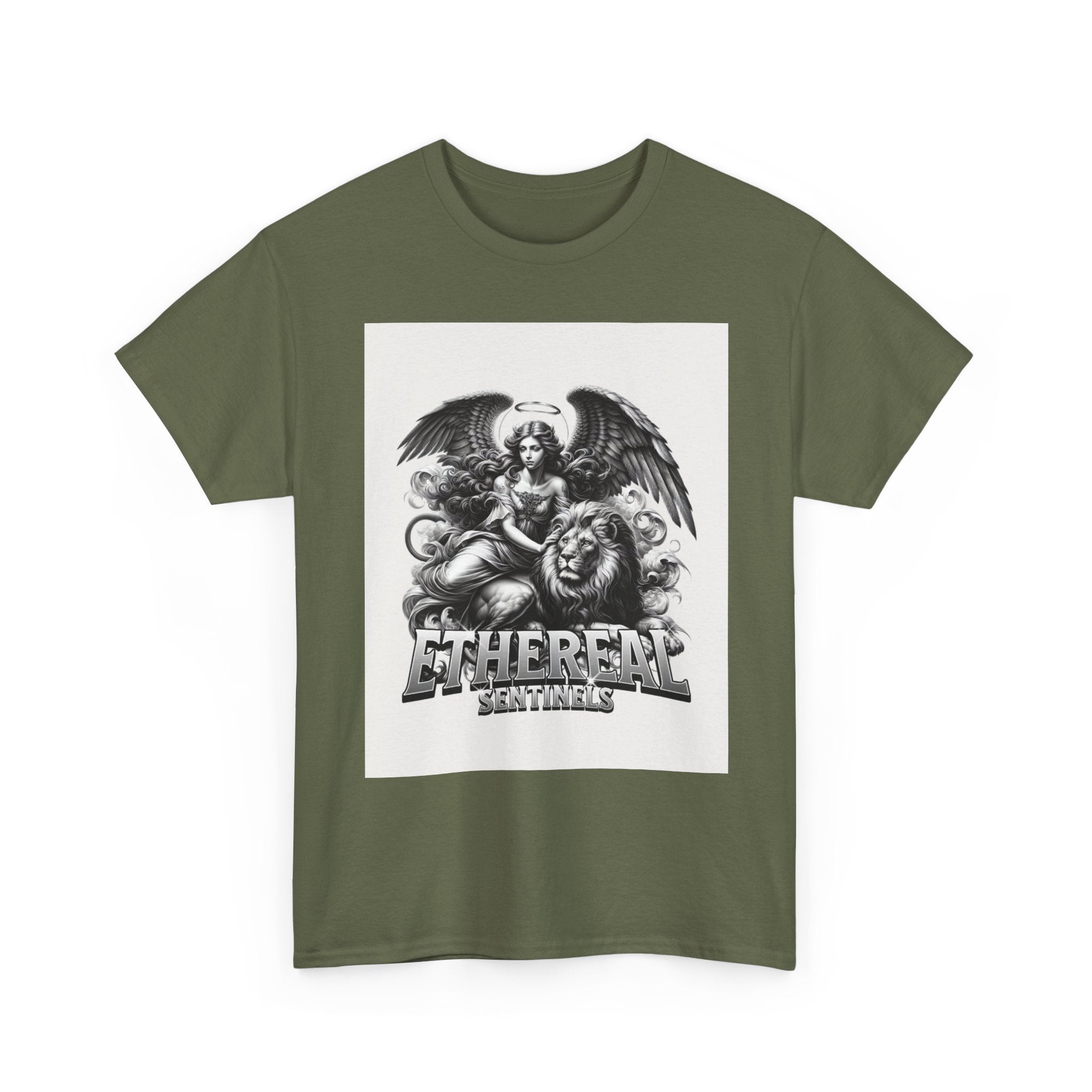 Angel & Lion Graphic Tee — "Ethereal" Vintage Gothic Streetwear