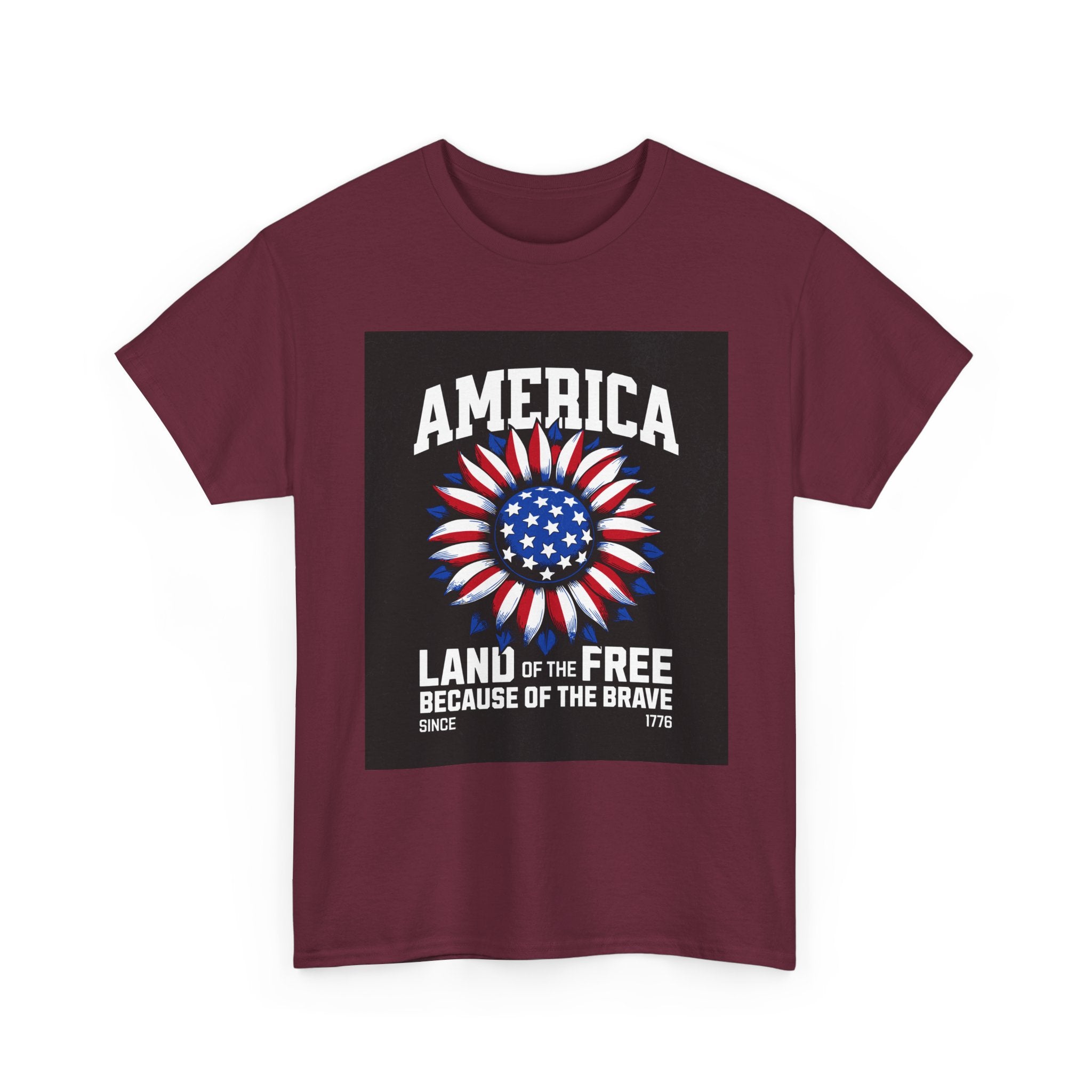Patriotic America Tee — "Land of the Free Because of the Brave" Cotton T-Shirt