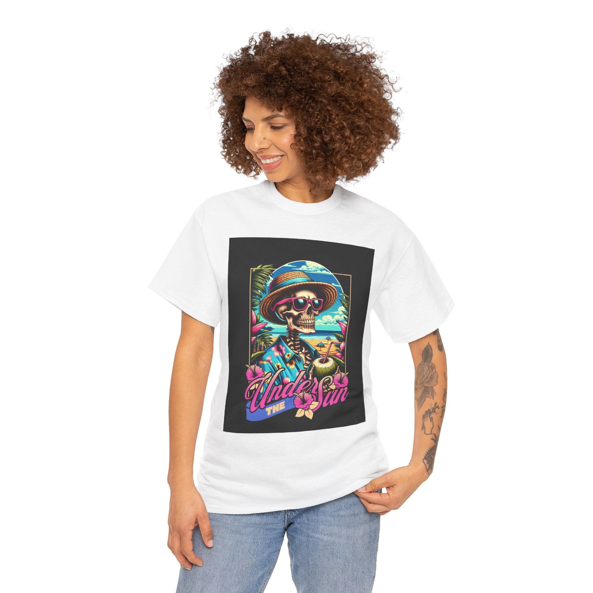 Skull Beach Tee — "Under the Sun" Retro Surf Graphic T-Shirt