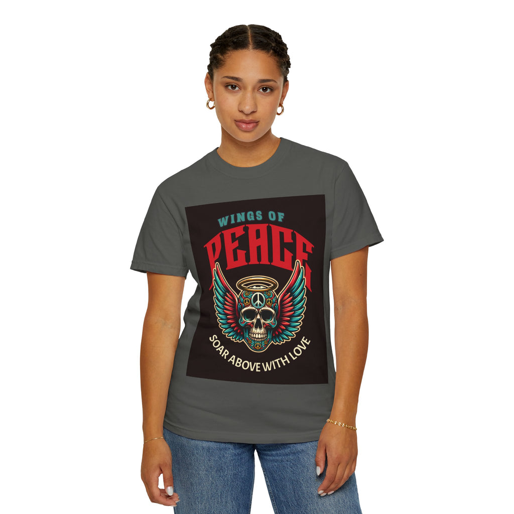 Wings of Peace Skull T-Shirt — "Soar Above With Love" Vintage Graphic Tee