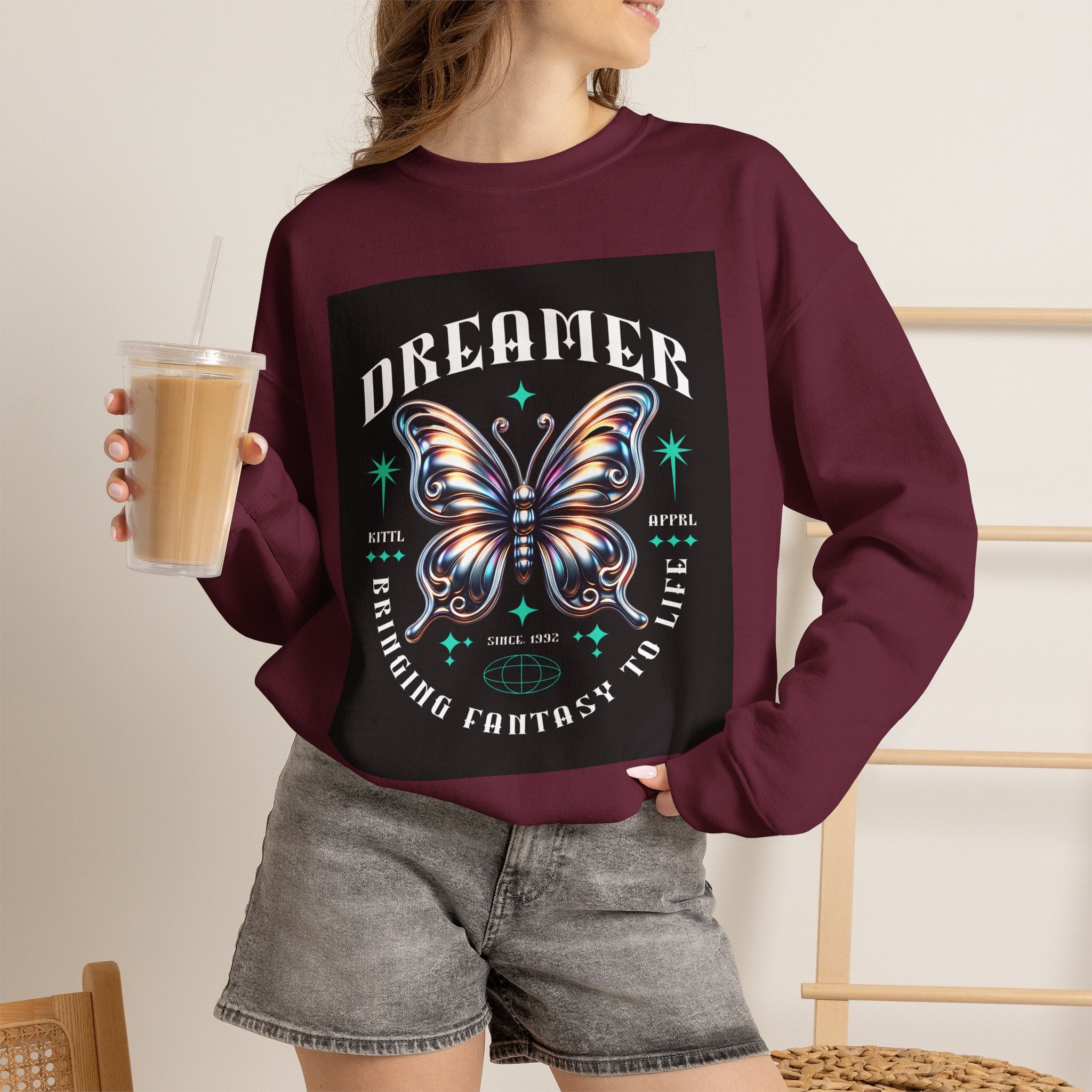 Dreamer Butterfly Crewneck Sweatshirt — Inspiring 'Dreamer' Graphic Pullover