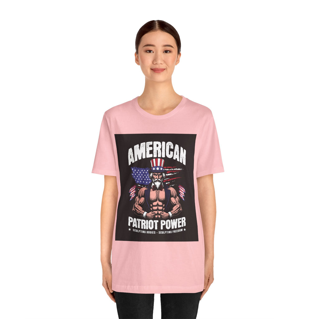 Patriot Power T-Shirt — American Flag Uncle Sam Muscle Graphic Tee
