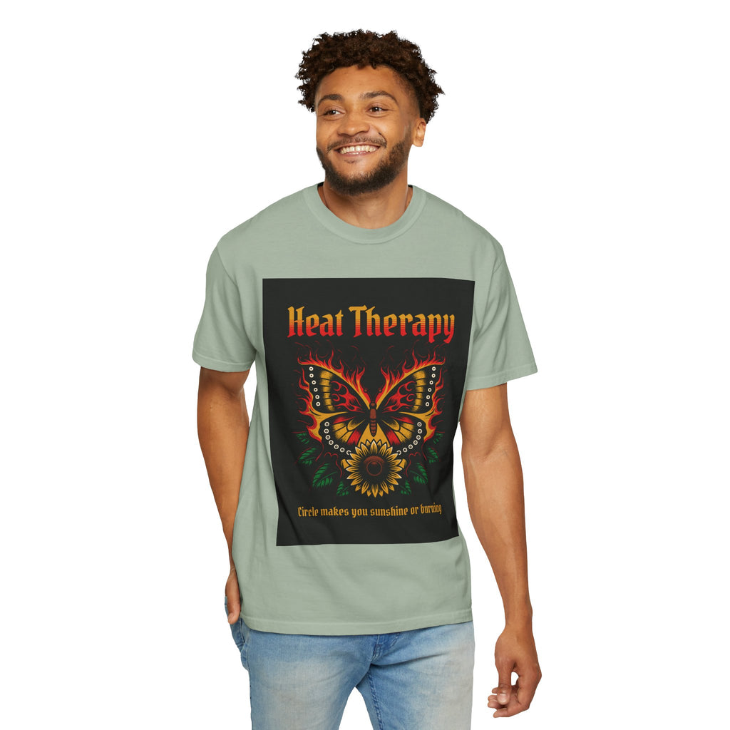 Heat Therapy Butterfly T-Shirt — Retro Floral Sunflower Design