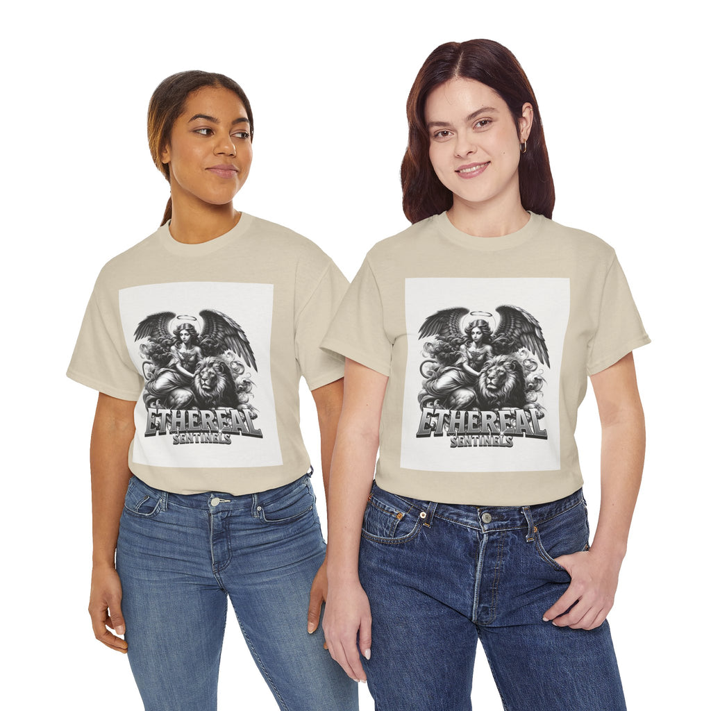 Angel & Lion Graphic Tee — "Ethereal" Vintage Gothic Streetwear