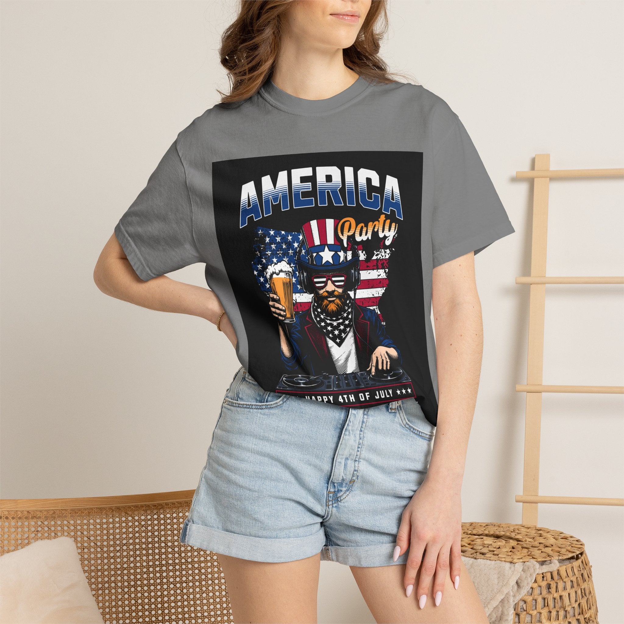 America Party T-Shirt — Cheers to Freedom 4th of July Patriotic Tee