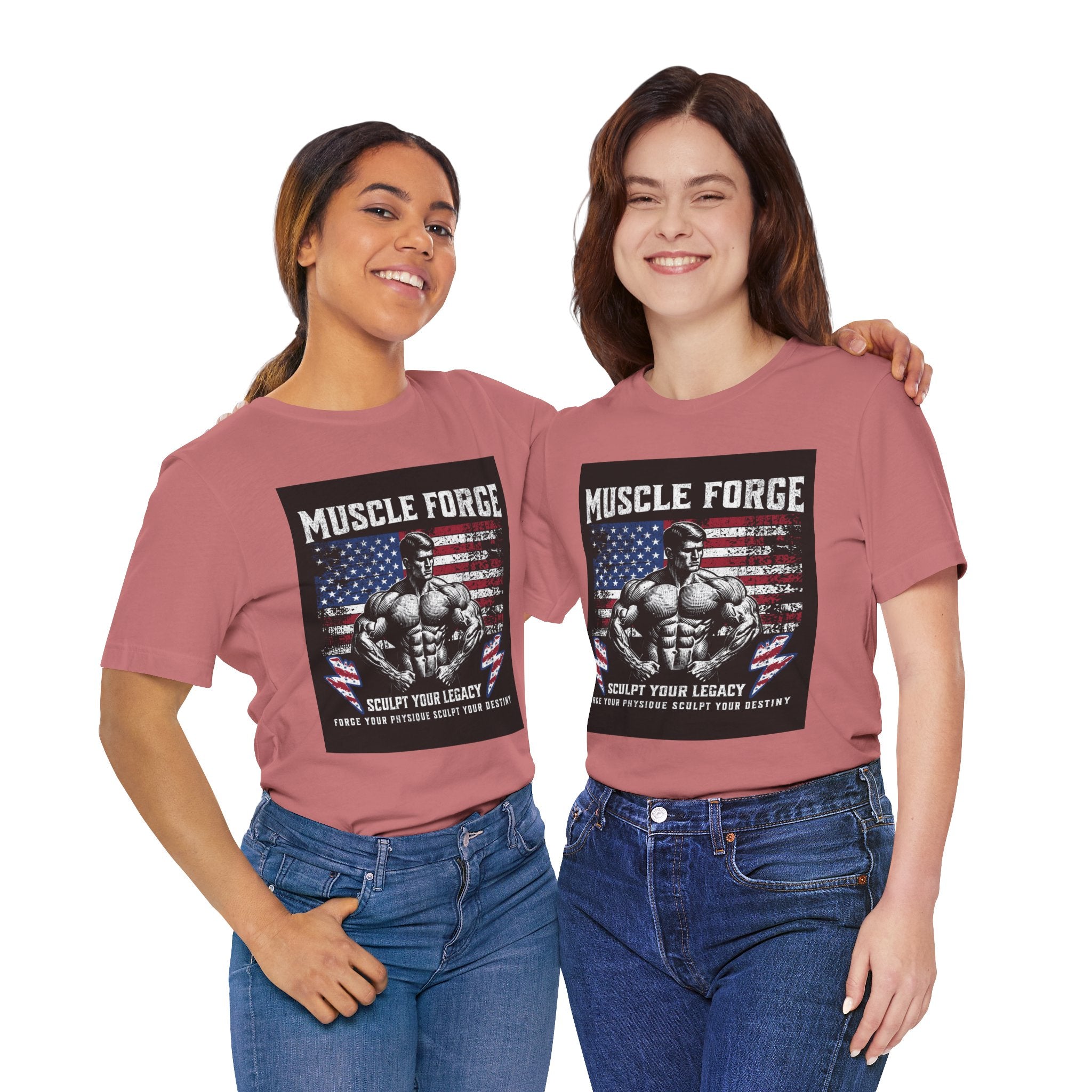 Muscle Forge American Flag Gym Tee — "Sculpt Your Legacy" Fitness T-Shirt