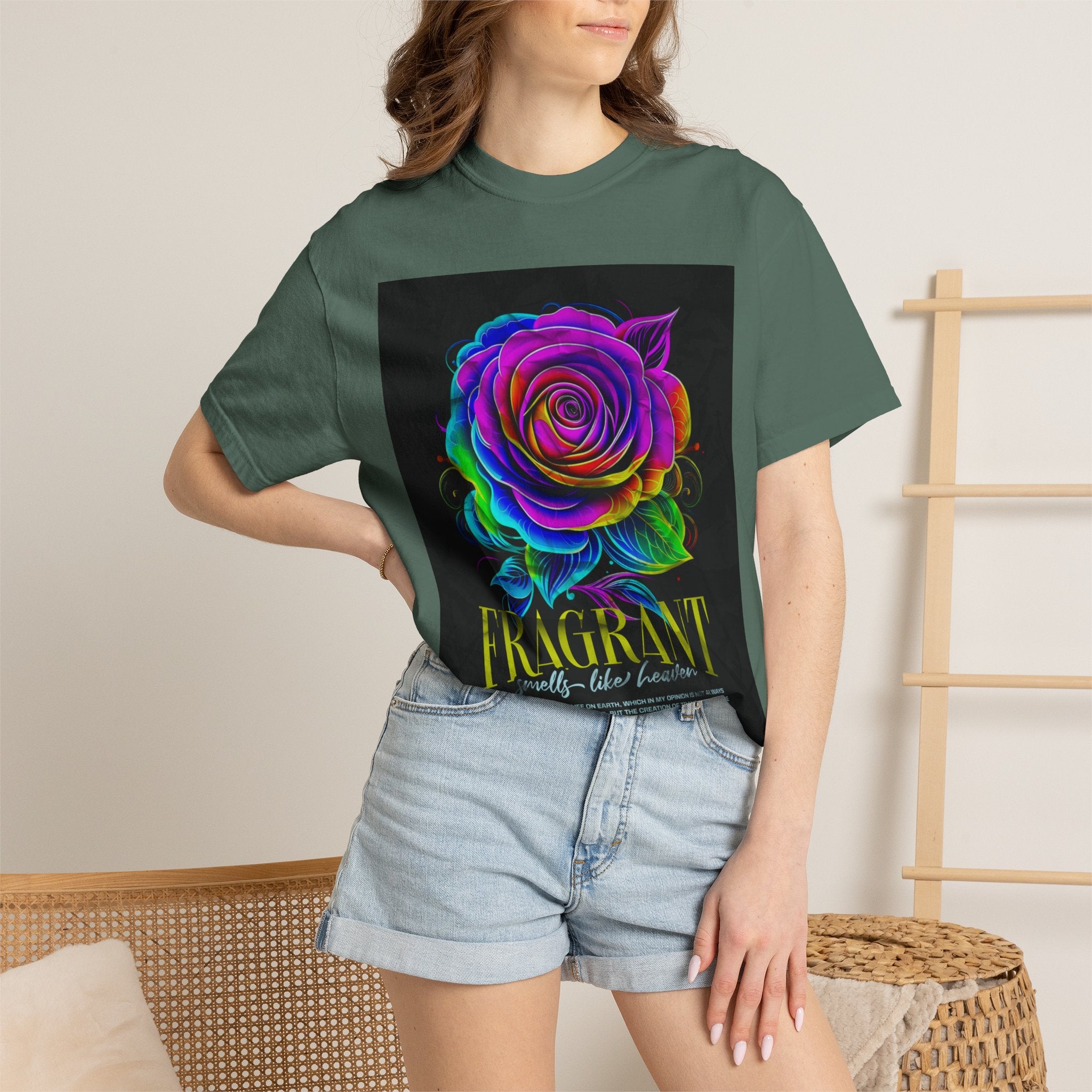 Fragrant Rainbow Rose T-Shirt — Vibrant Floral Graphic Tee