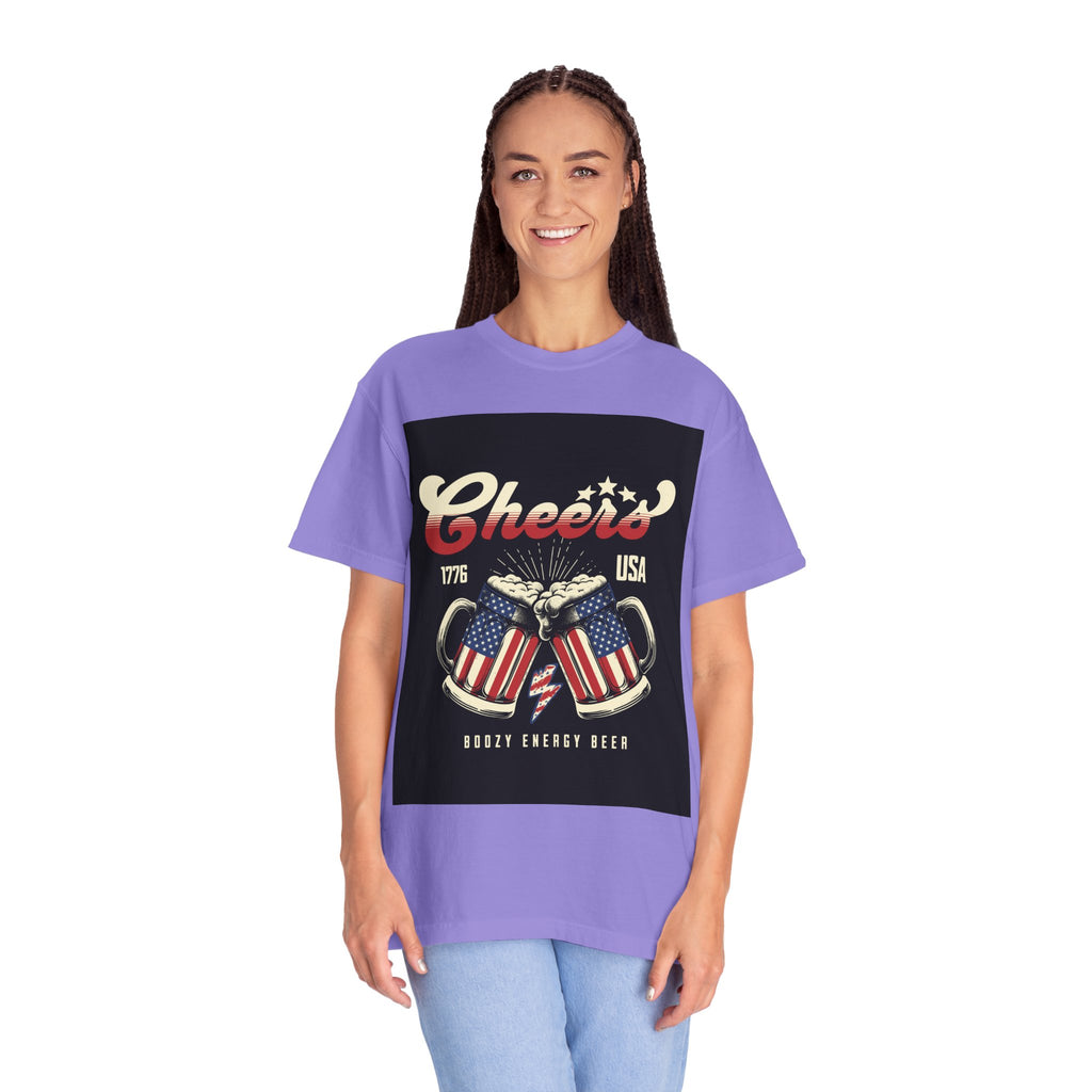 Cheers USA T-Shirt — Patriotic Beer Mugs Graphic Tee (1776)