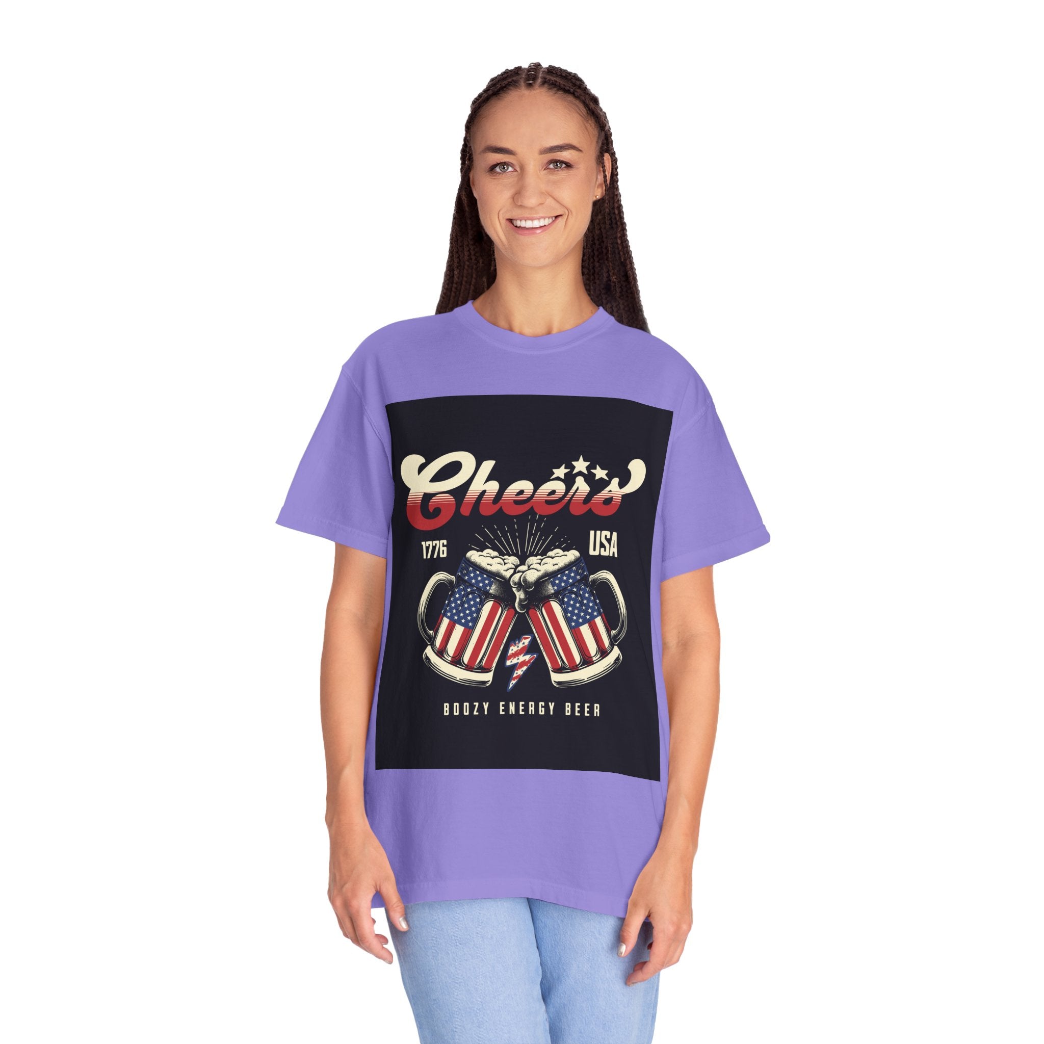 Cheers USA T-Shirt — Patriotic Beer Mugs Graphic Tee (1776)