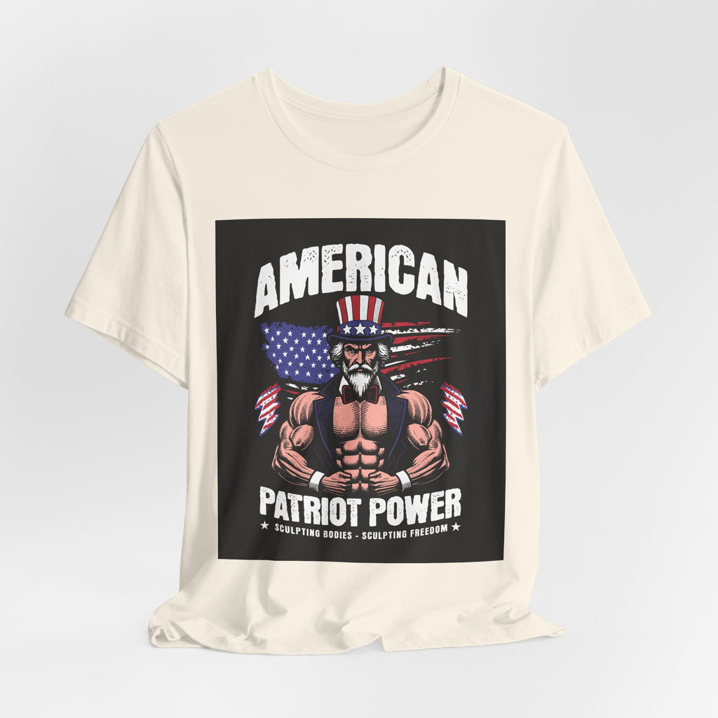Patriot Power T-Shirt — American Flag Uncle Sam Muscle Graphic Tee