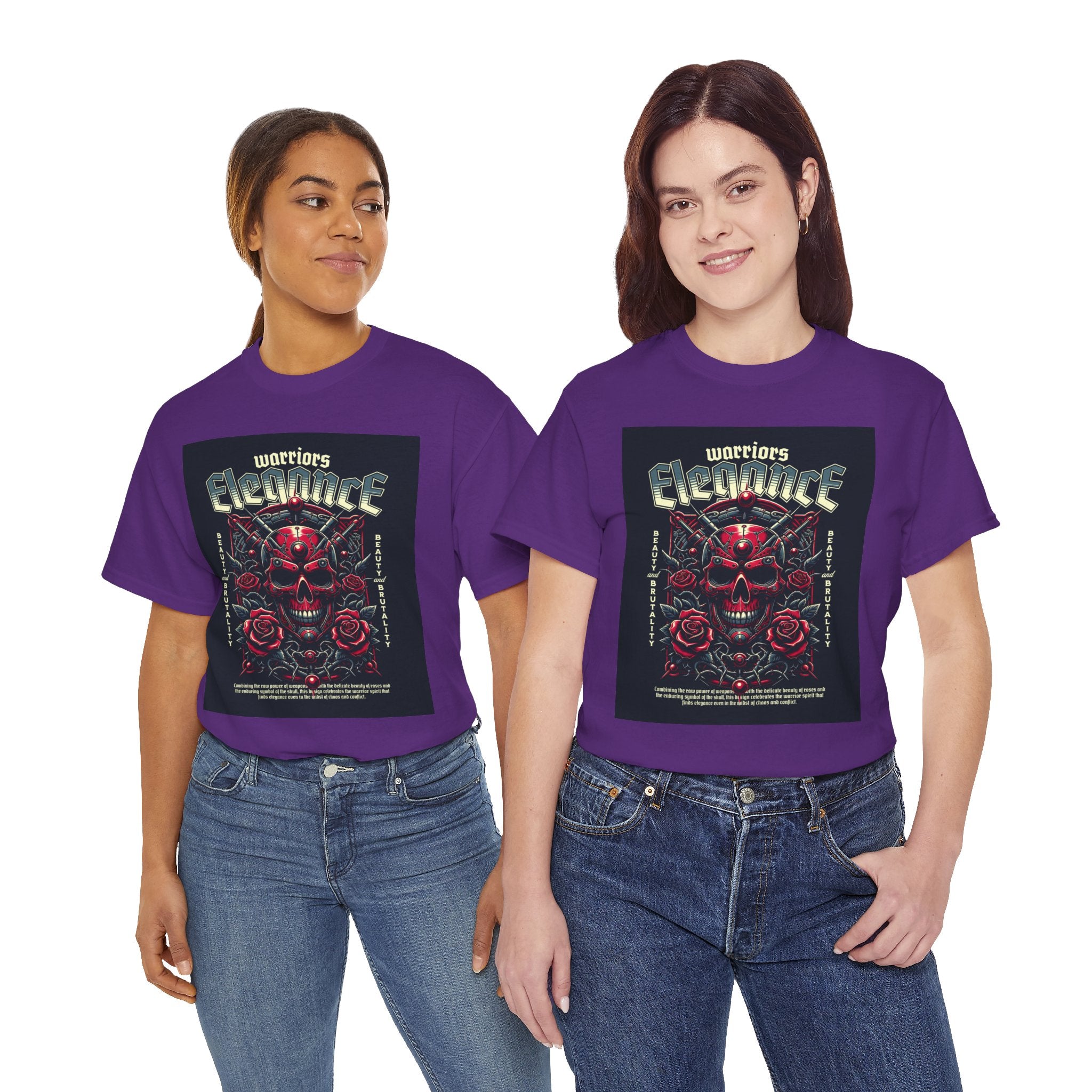 Warriors Electric Skull T‑Shirt — Red Skull & Roses Rock Graphic Tee