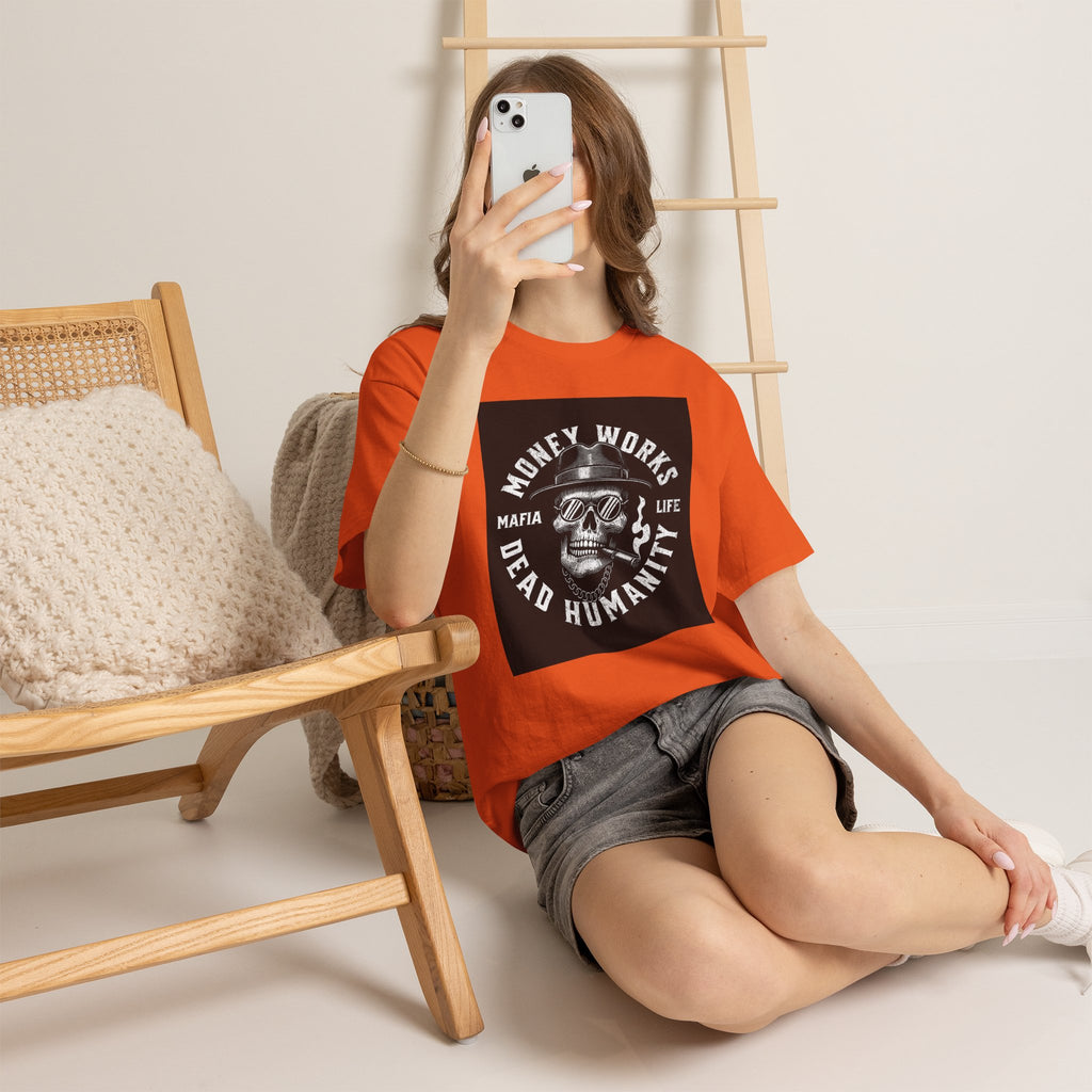 Money Works Dead Humanity Skull Tee