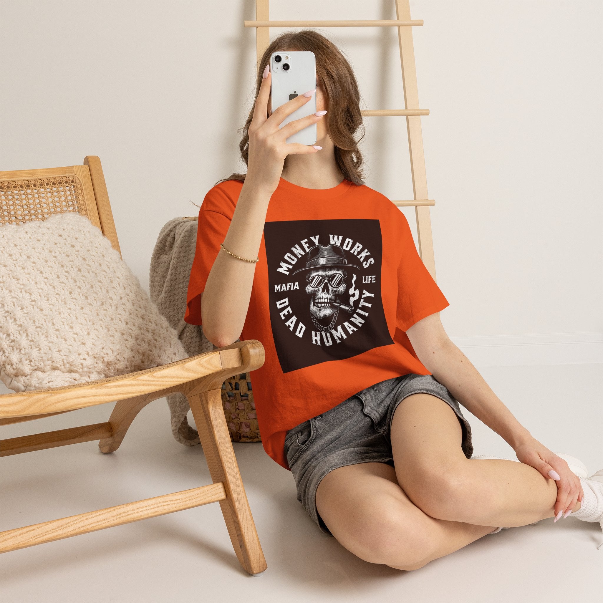 Money Works Dead Humanity Skull Tee