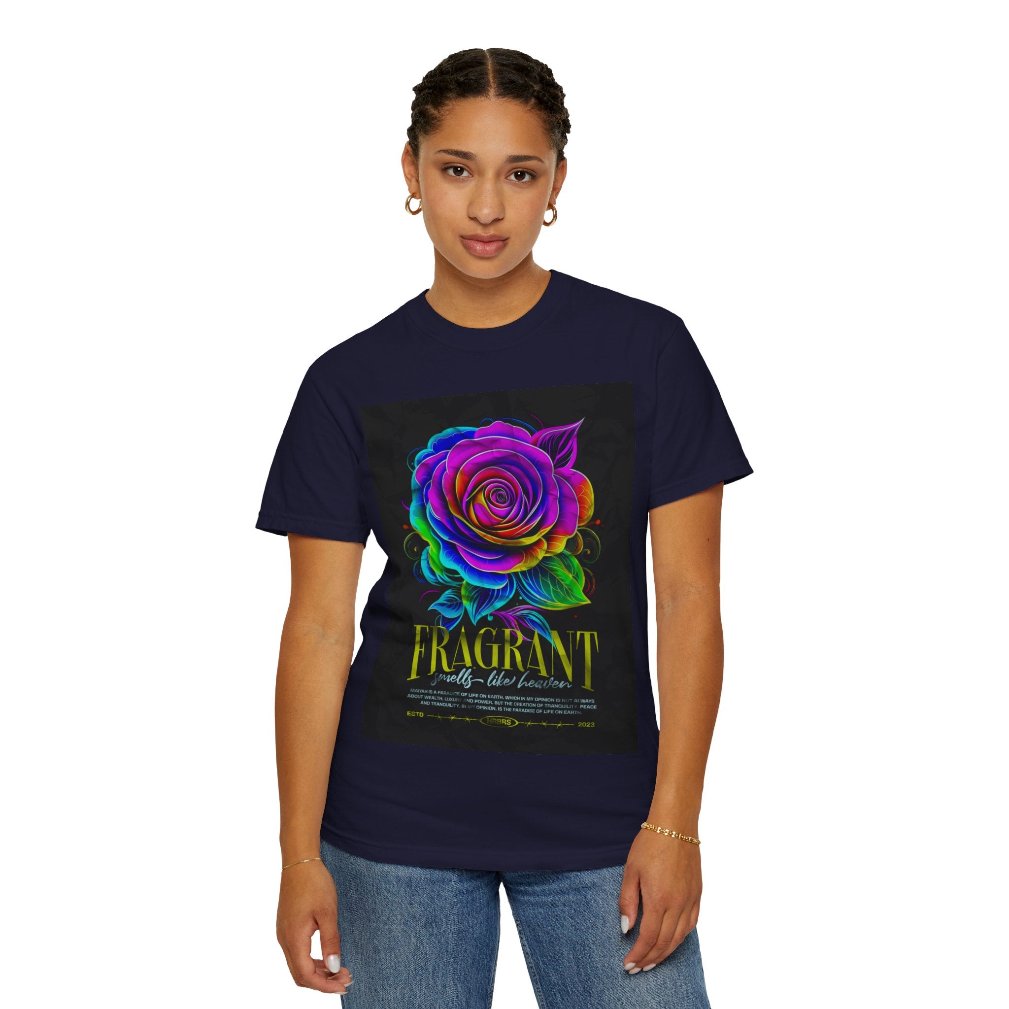 Fragrant Rainbow Rose T-Shirt — Vibrant Floral Graphic Tee