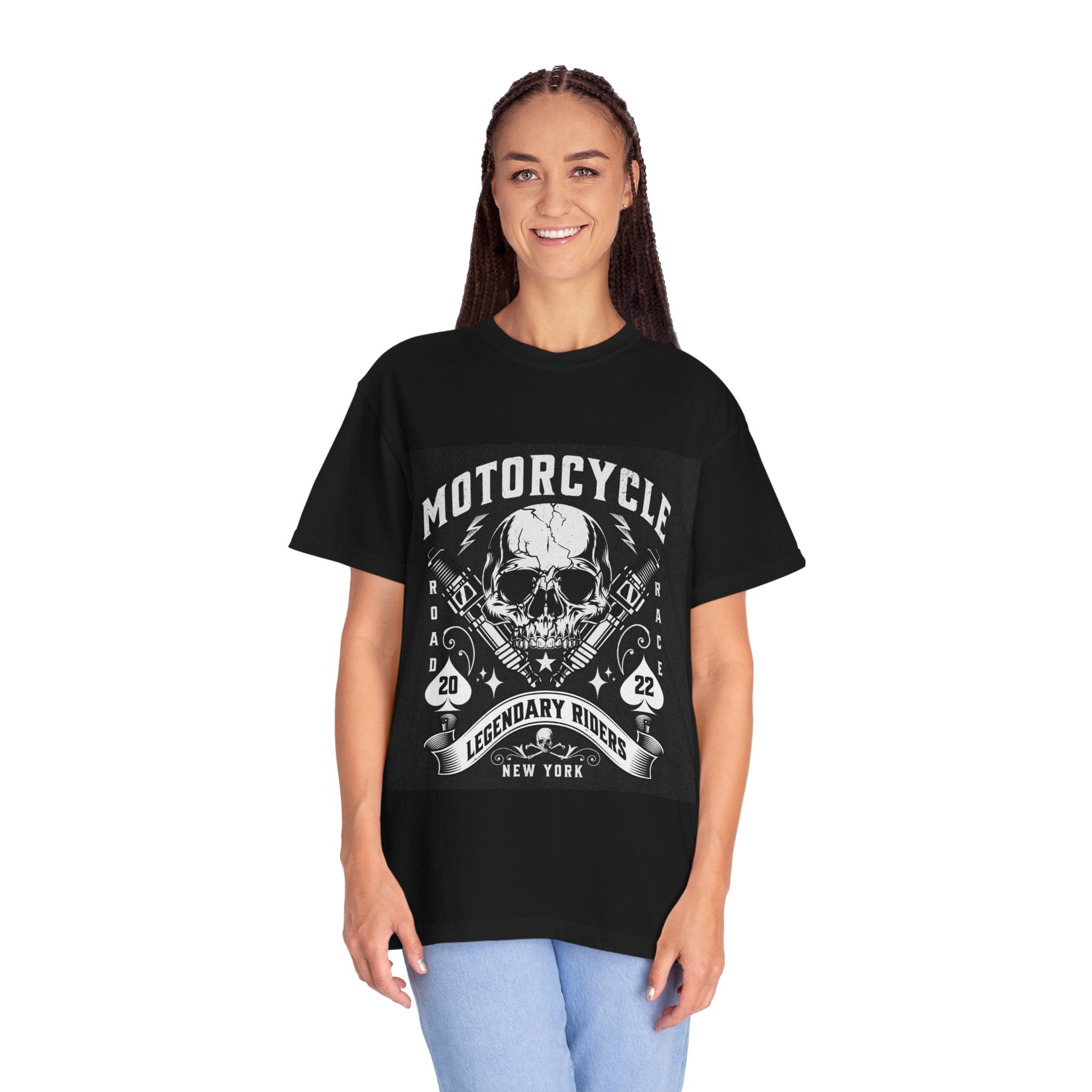 Motorcycle Skull Tee — "Legendary Riders" Vintage Biker Graphic T-Shirt
