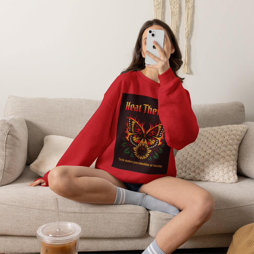 Heat Therapy Crewneck Sweatshirt — Butterfly Flame Graphic