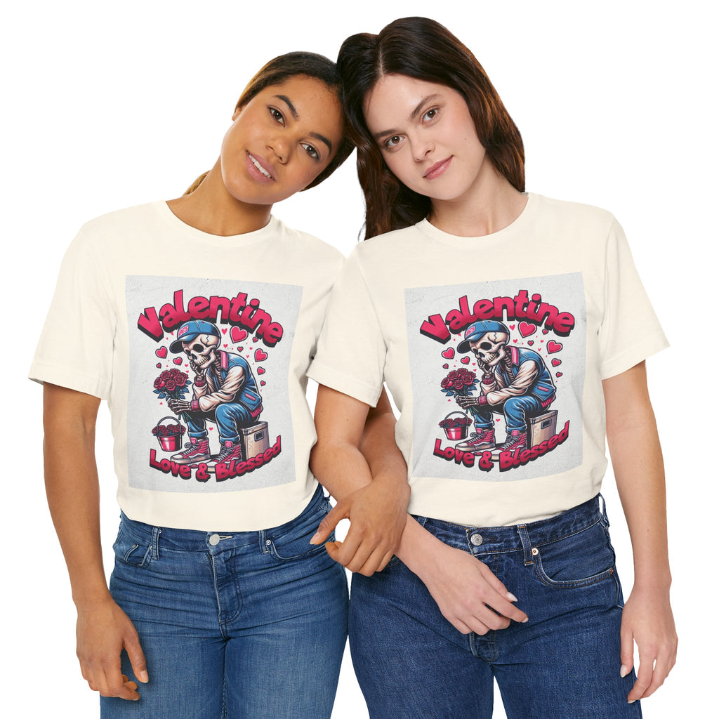 Valentine Skull T-Shirt – "Love & Blessed" Gothic Valentine Tee