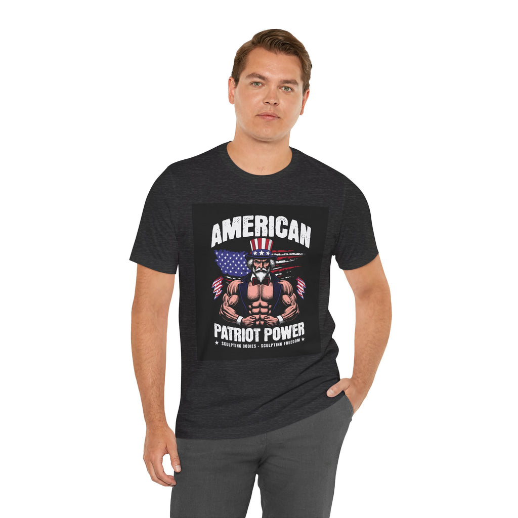 Patriot Power T-Shirt — American Flag Uncle Sam Muscle Graphic Tee