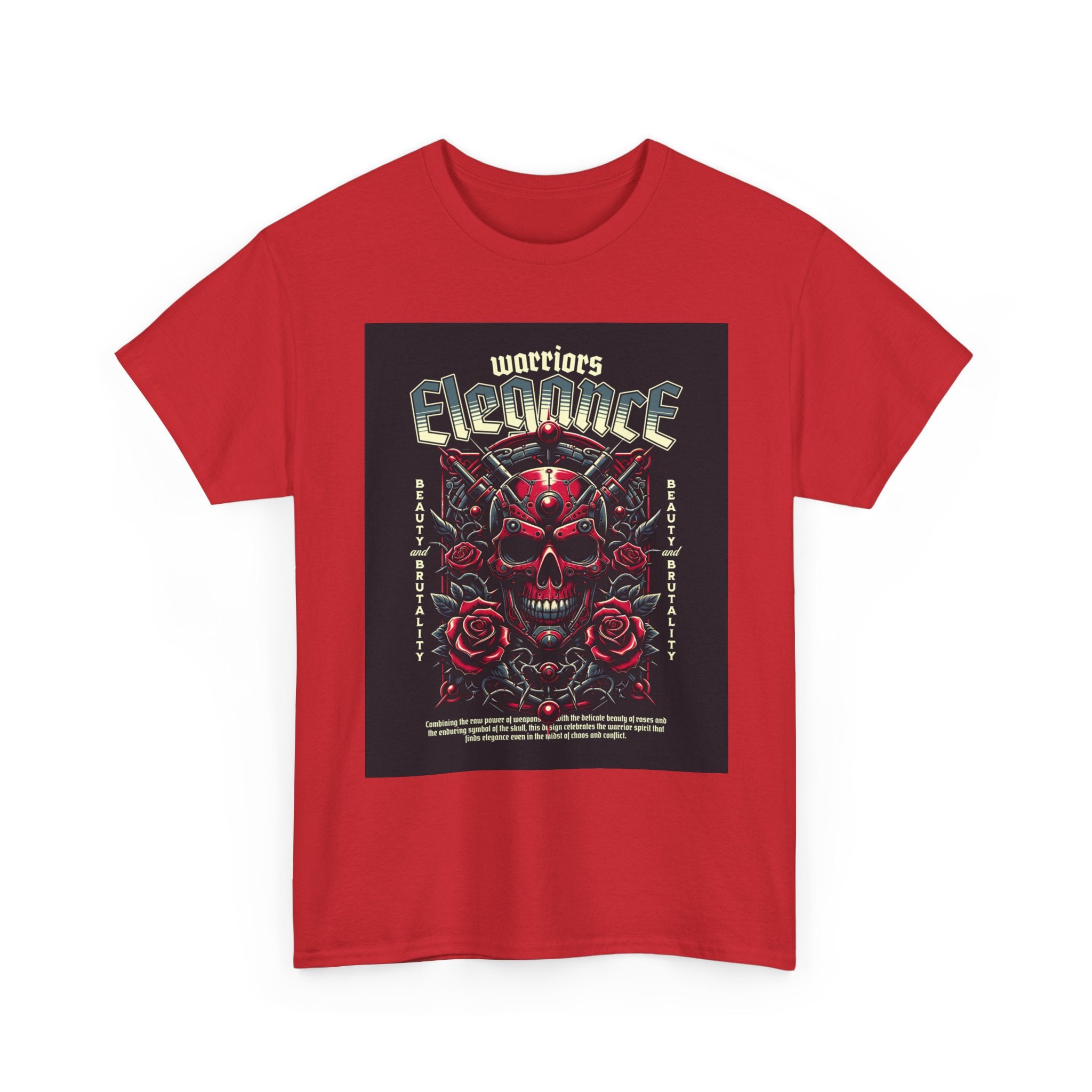 Warriors Electric Skull T‑Shirt — Red Skull & Roses Rock Graphic Tee