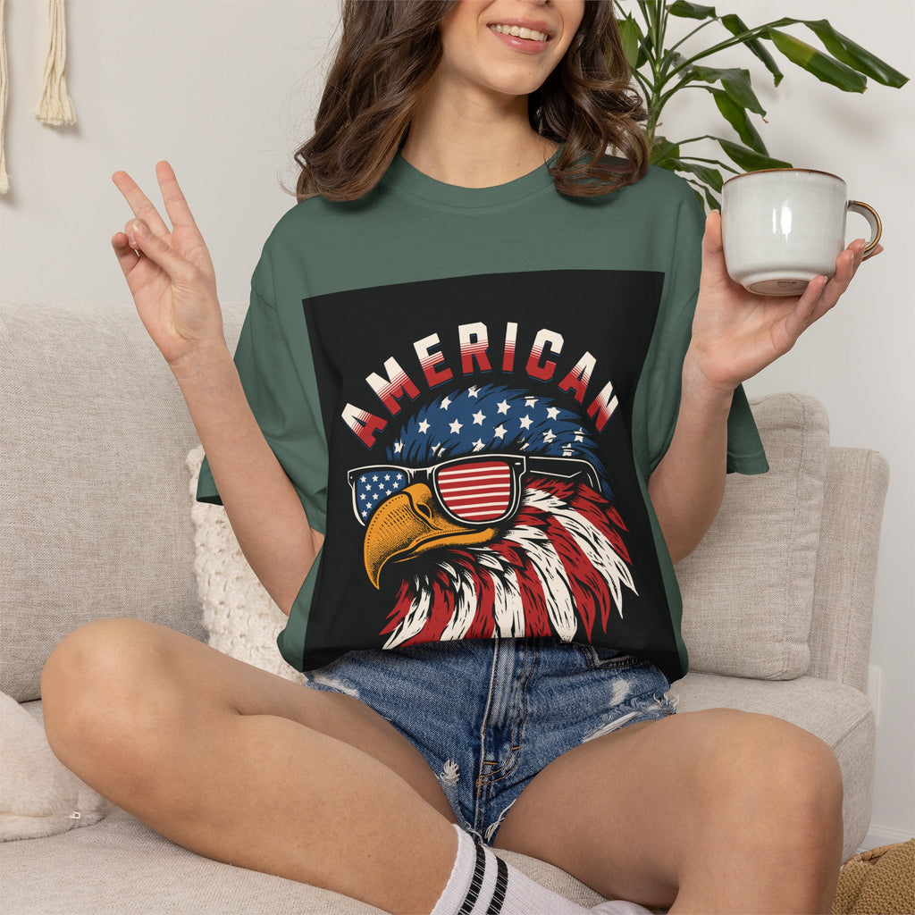 American Eagle Sunglasses T-Shirt — Patriotic USA Flag Graphic
