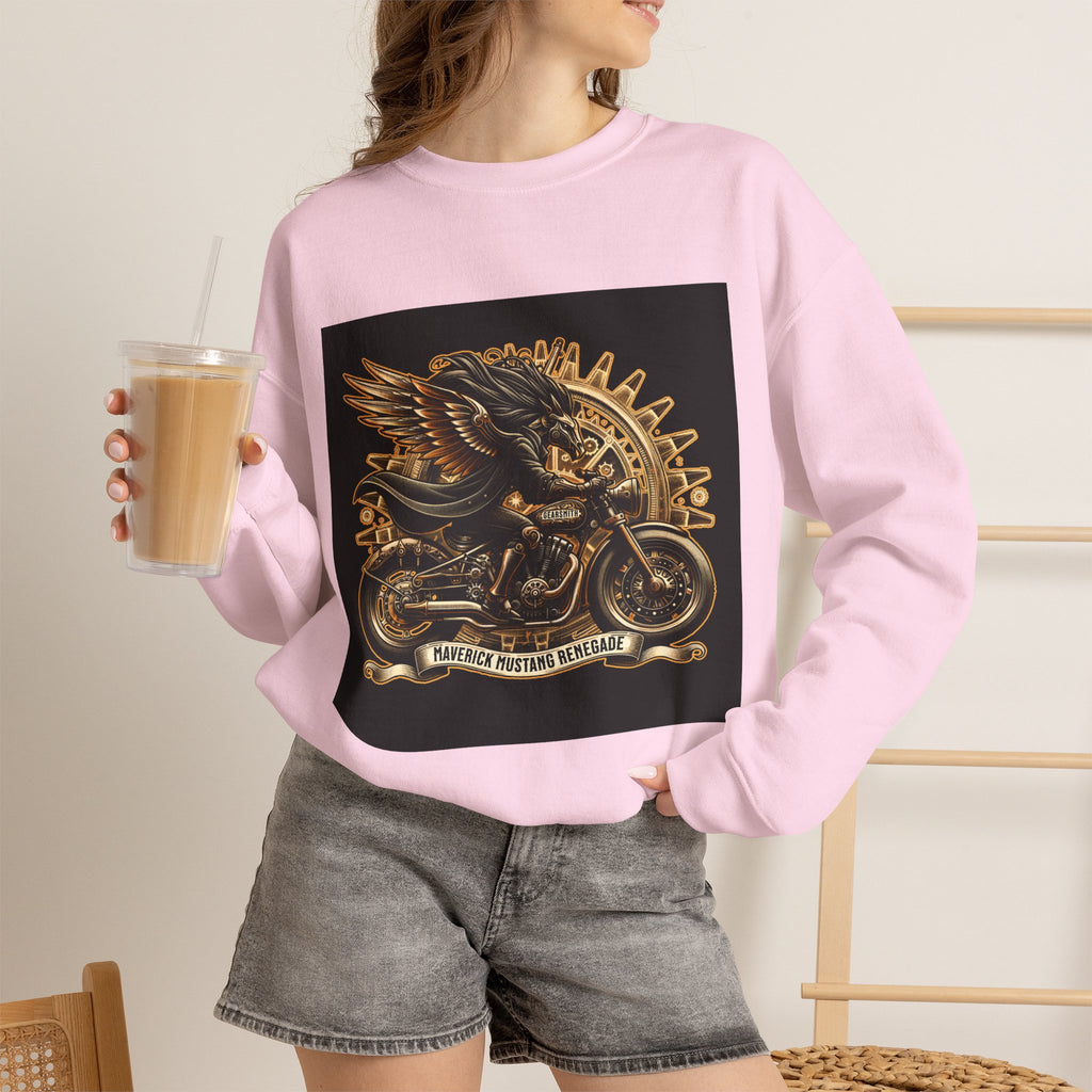 Motorcycle Eagle Crewneck Sweatshirt – "Liberty Rider" Vintage Biker Graphic