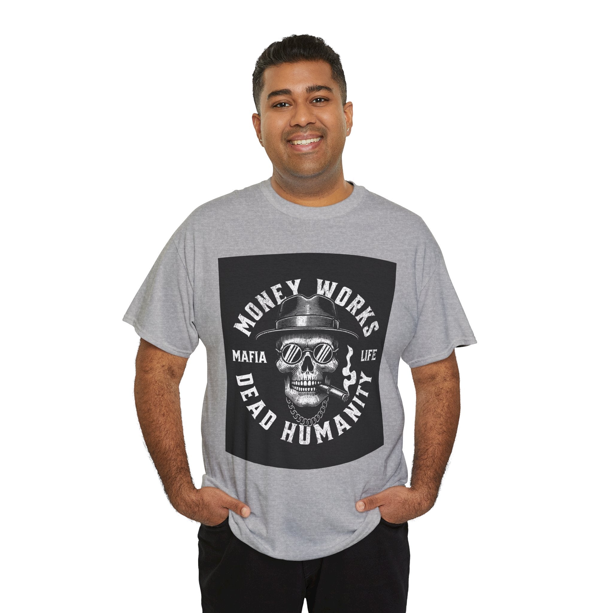 Money Works Dead Humanity Skull Tee