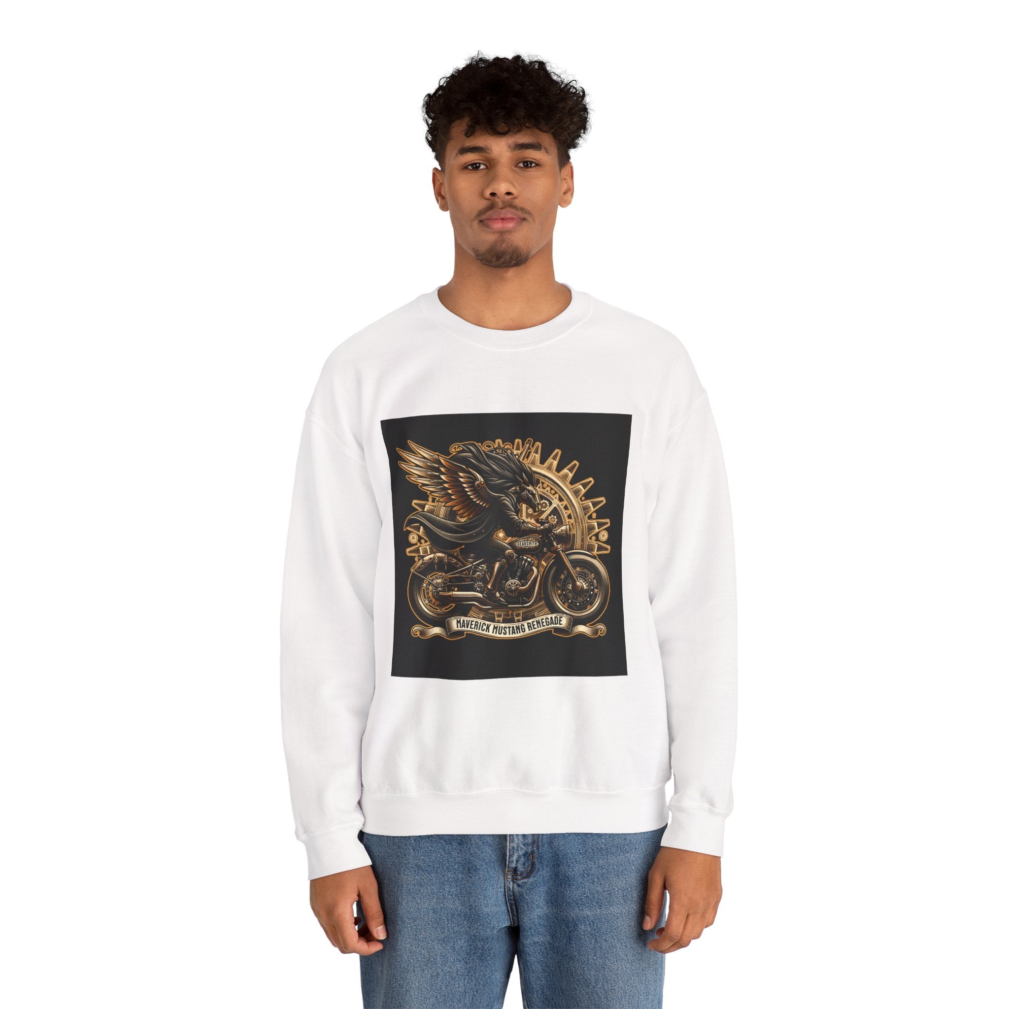 Motorcycle Eagle Crewneck Sweatshirt – "Liberty Rider" Vintage Biker Graphic