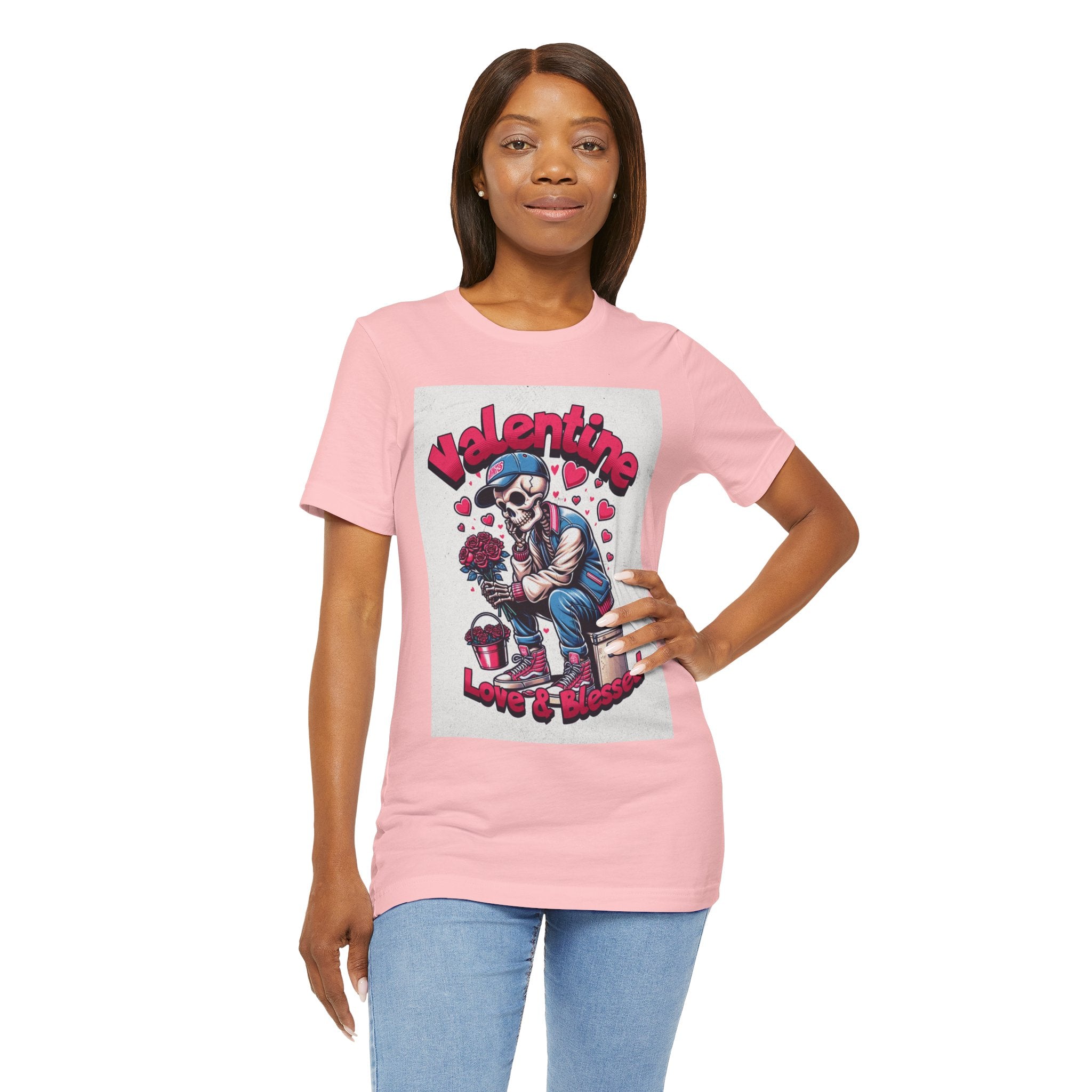 Valentine Skull T-Shirt – "Love & Blessed" Gothic Valentine Tee