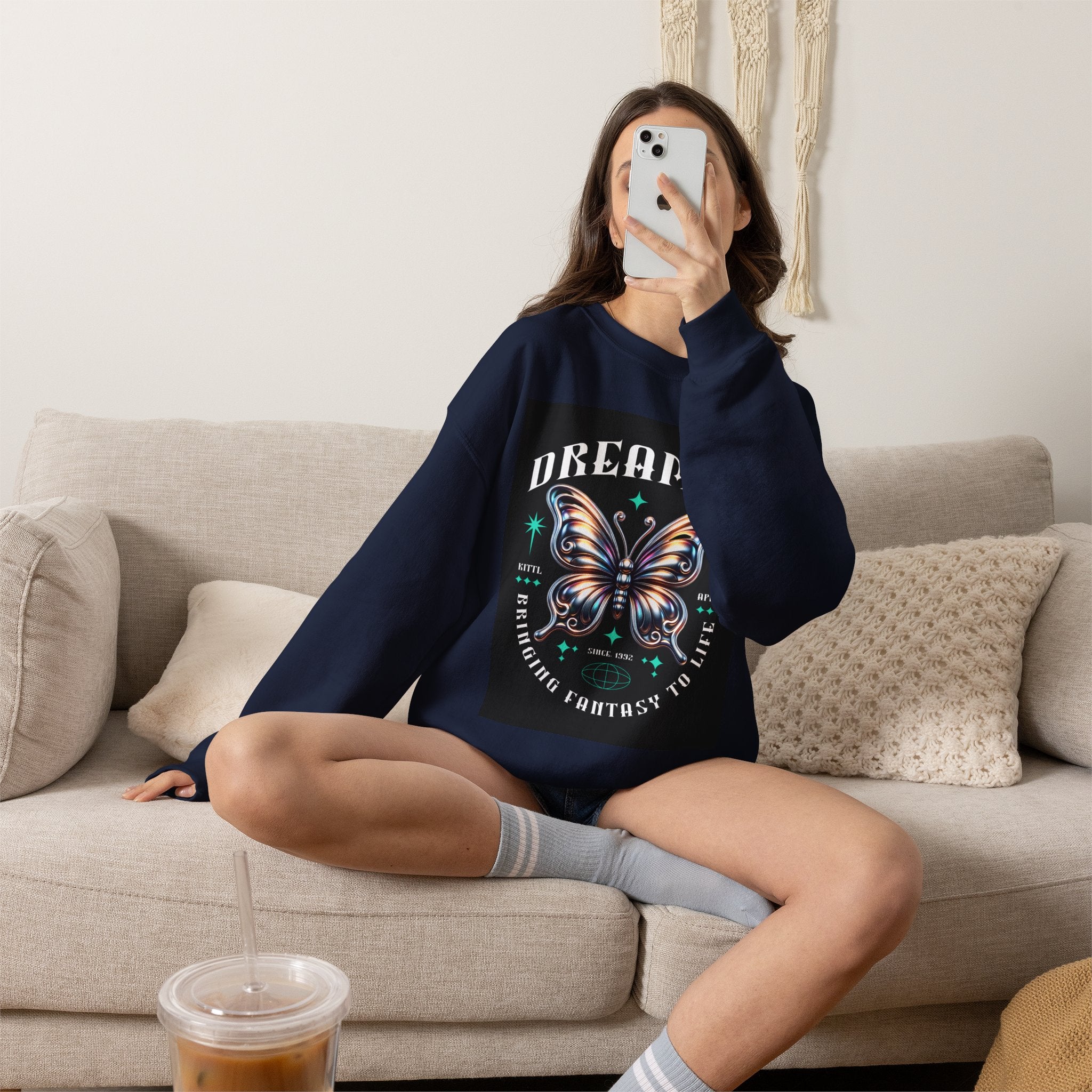 Dreamer Butterfly Crewneck Sweatshirt — Inspiring 'Dreamer' Graphic Pullover