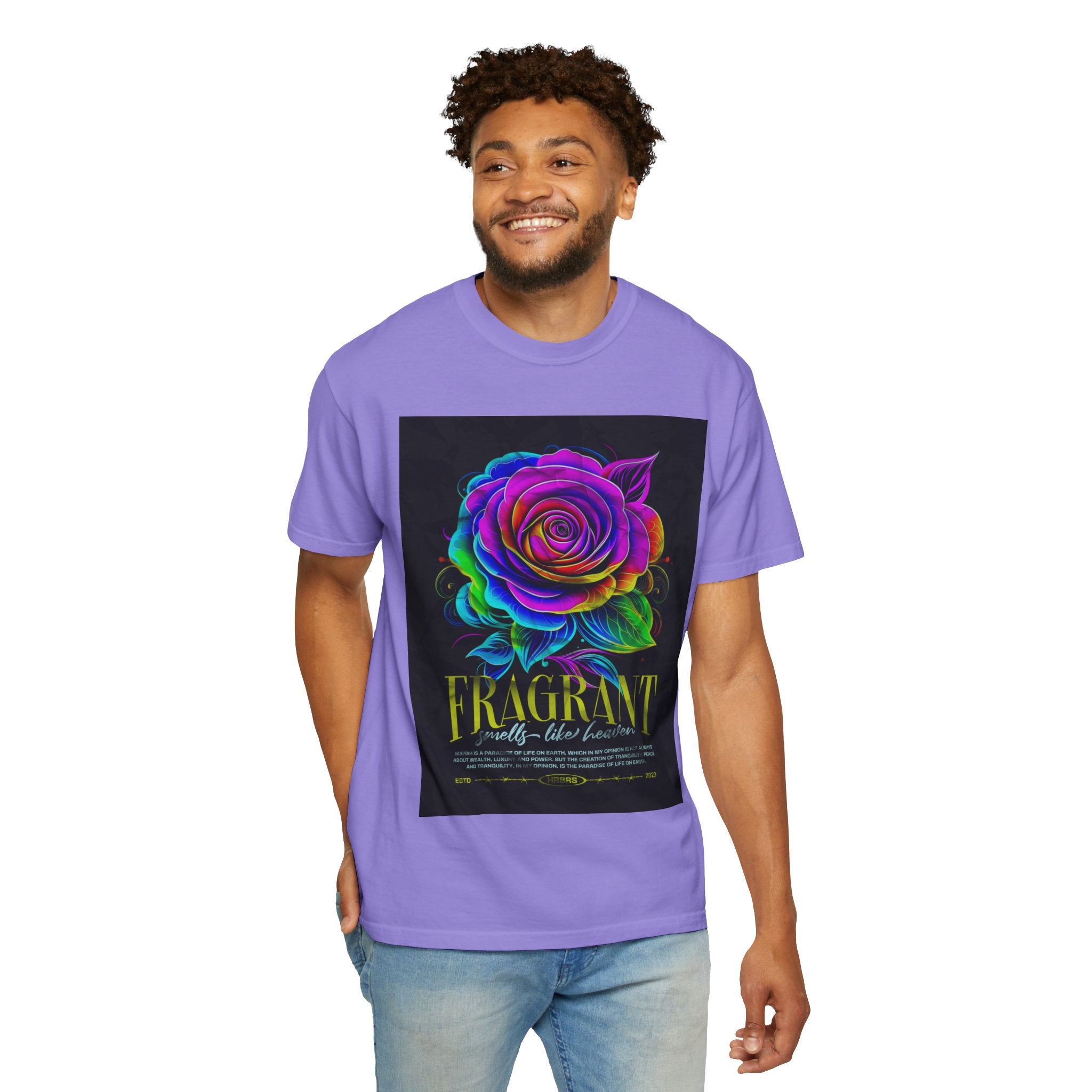 Fragrant Rainbow Rose T-Shirt — Vibrant Floral Graphic Tee
