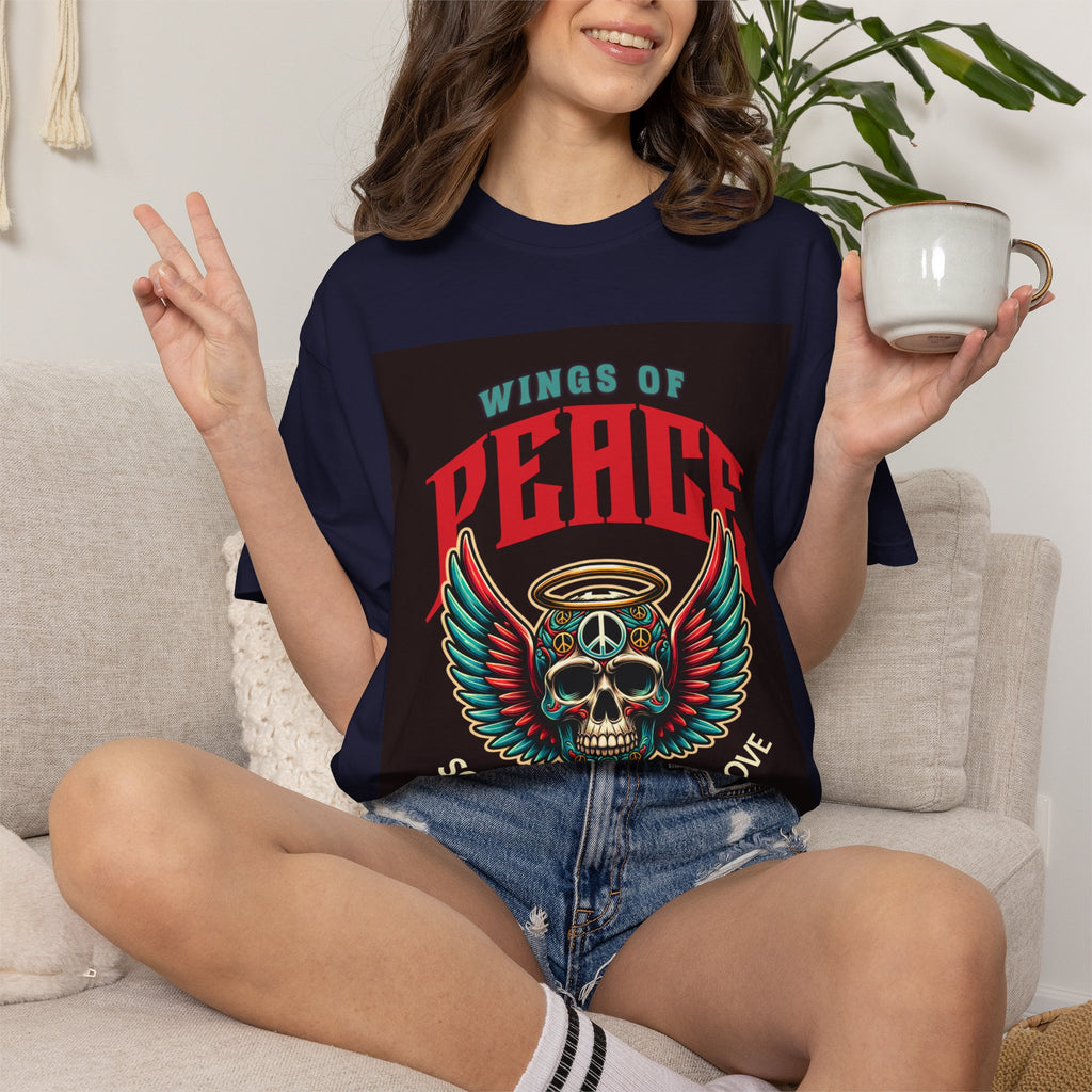 Wings of Peace Skull T-Shirt — "Soar Above With Love" Vintage Graphic Tee