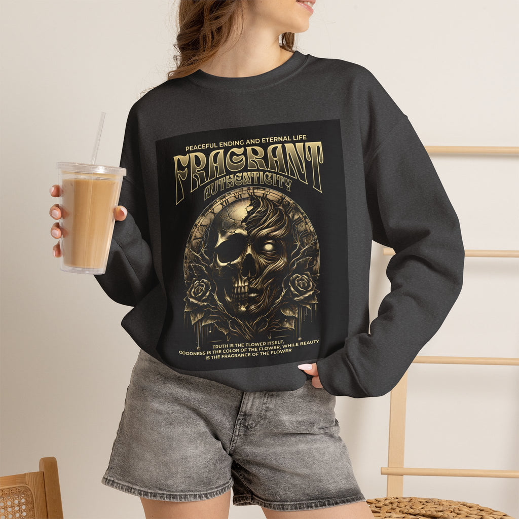 Skull & Roses Crewneck Sweatshirt — “Decrepit” Gothic Graphic