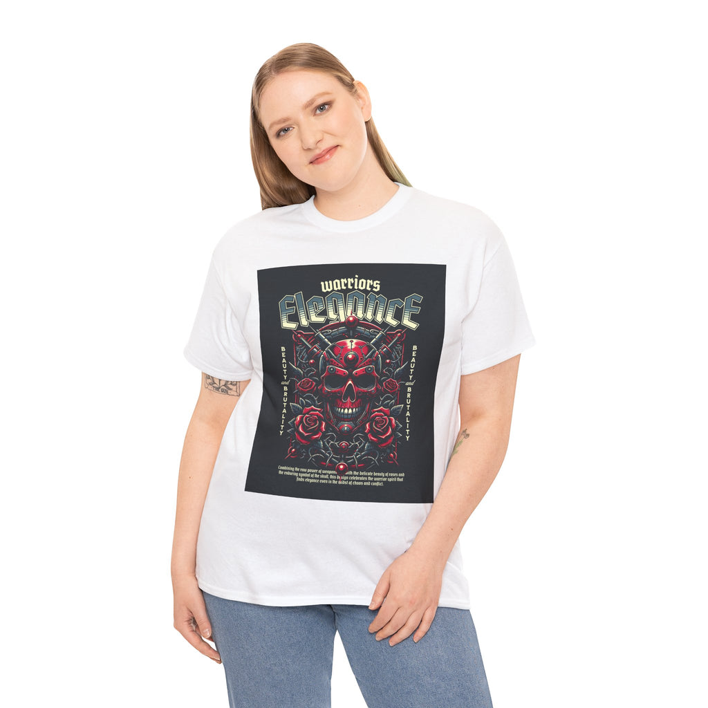 Warriors Electric Skull T‑Shirt — Red Skull & Roses Rock Graphic Tee