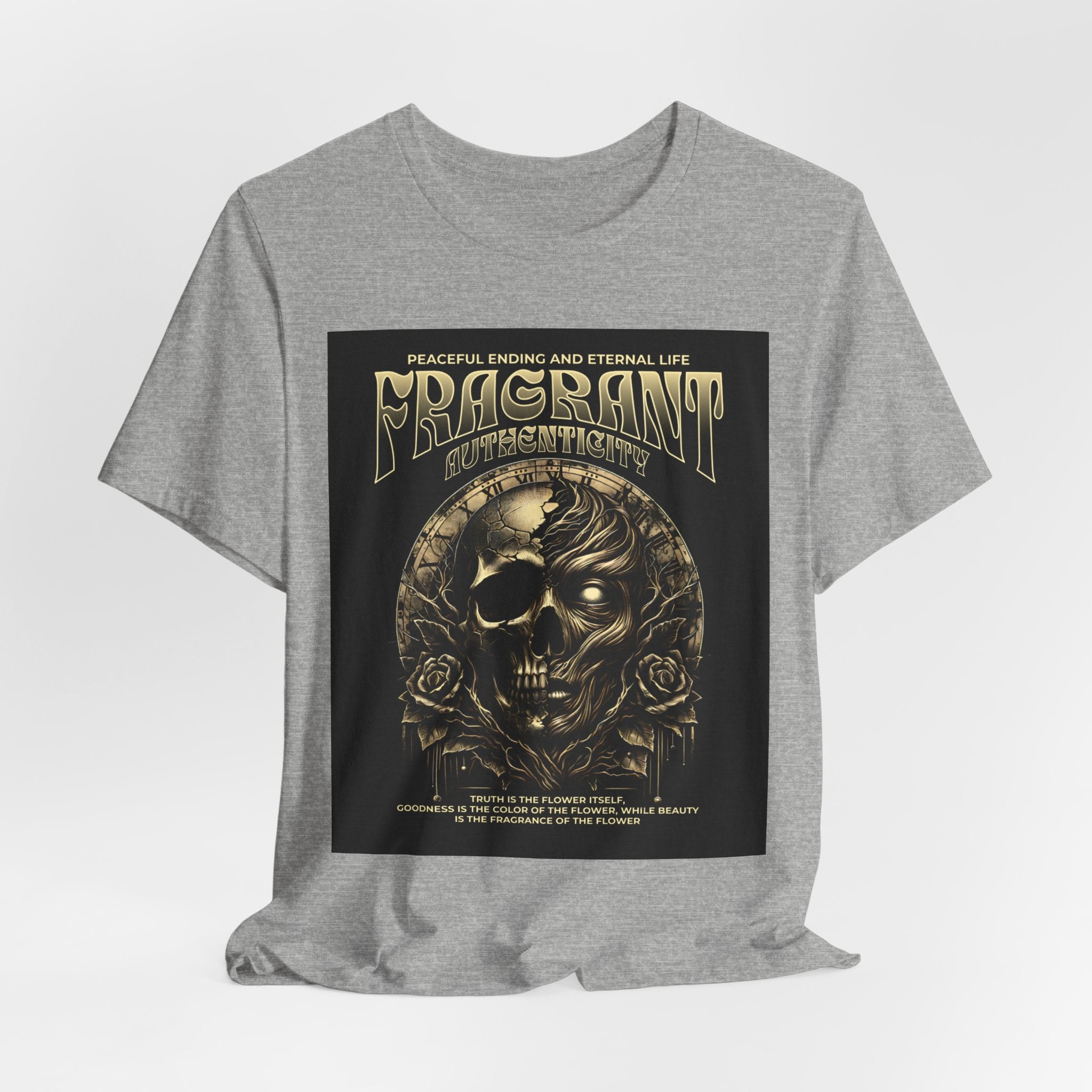 Skull & Roses Graphic Tee — "Fragrant" Vintage Gothic Band Shirt
