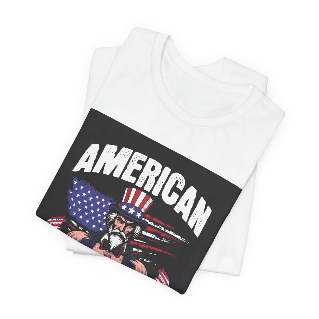 Patriot Power T-Shirt — American Flag Uncle Sam Muscle Graphic Tee