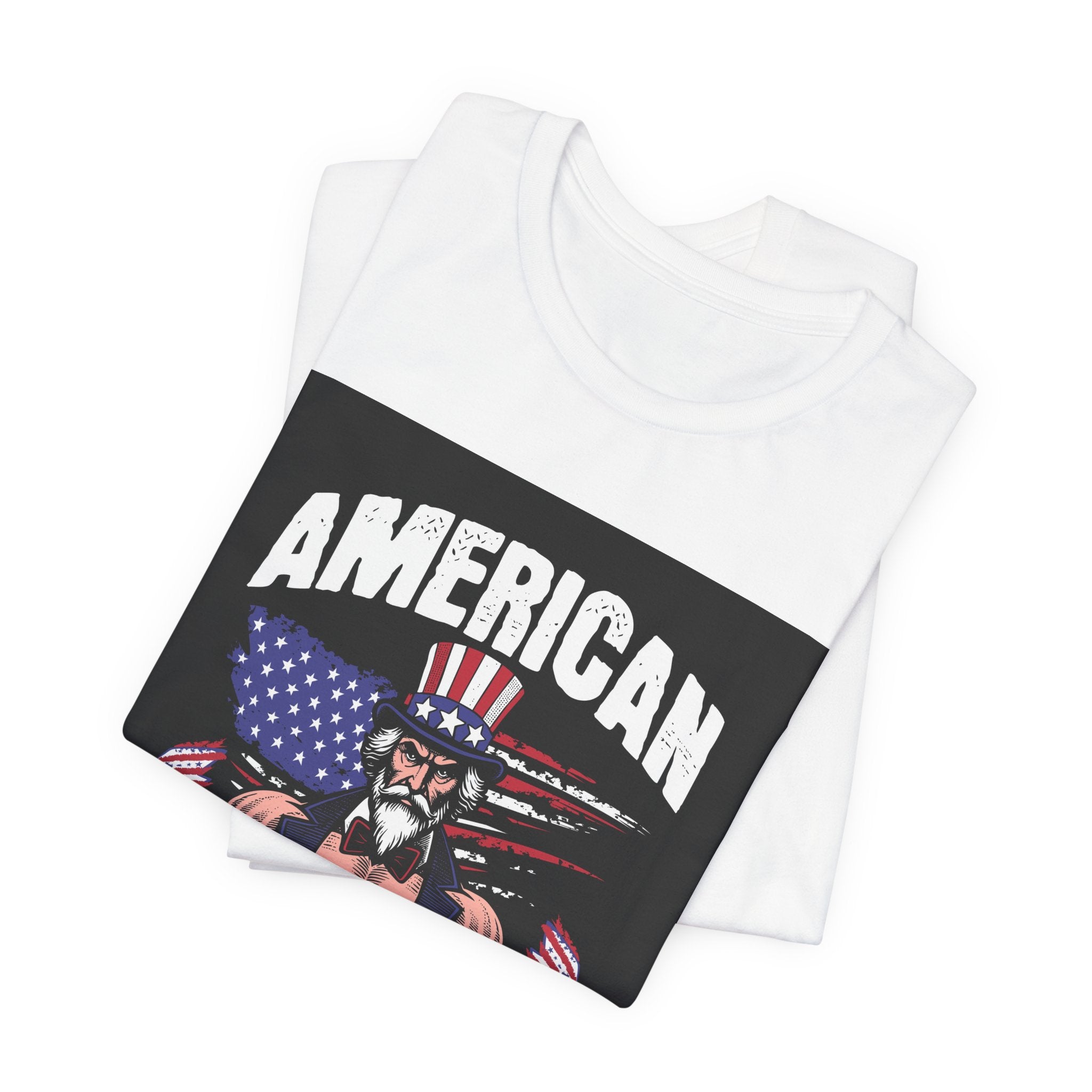 Patriot Power T-Shirt — American Flag Uncle Sam Muscle Graphic Tee