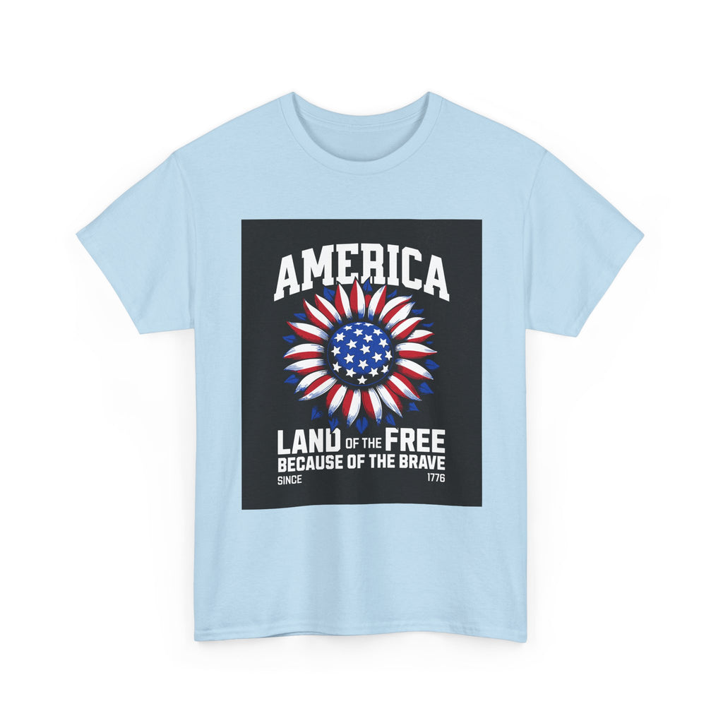 Patriotic America Tee — "Land of the Free Because of the Brave" Cotton T-Shirt