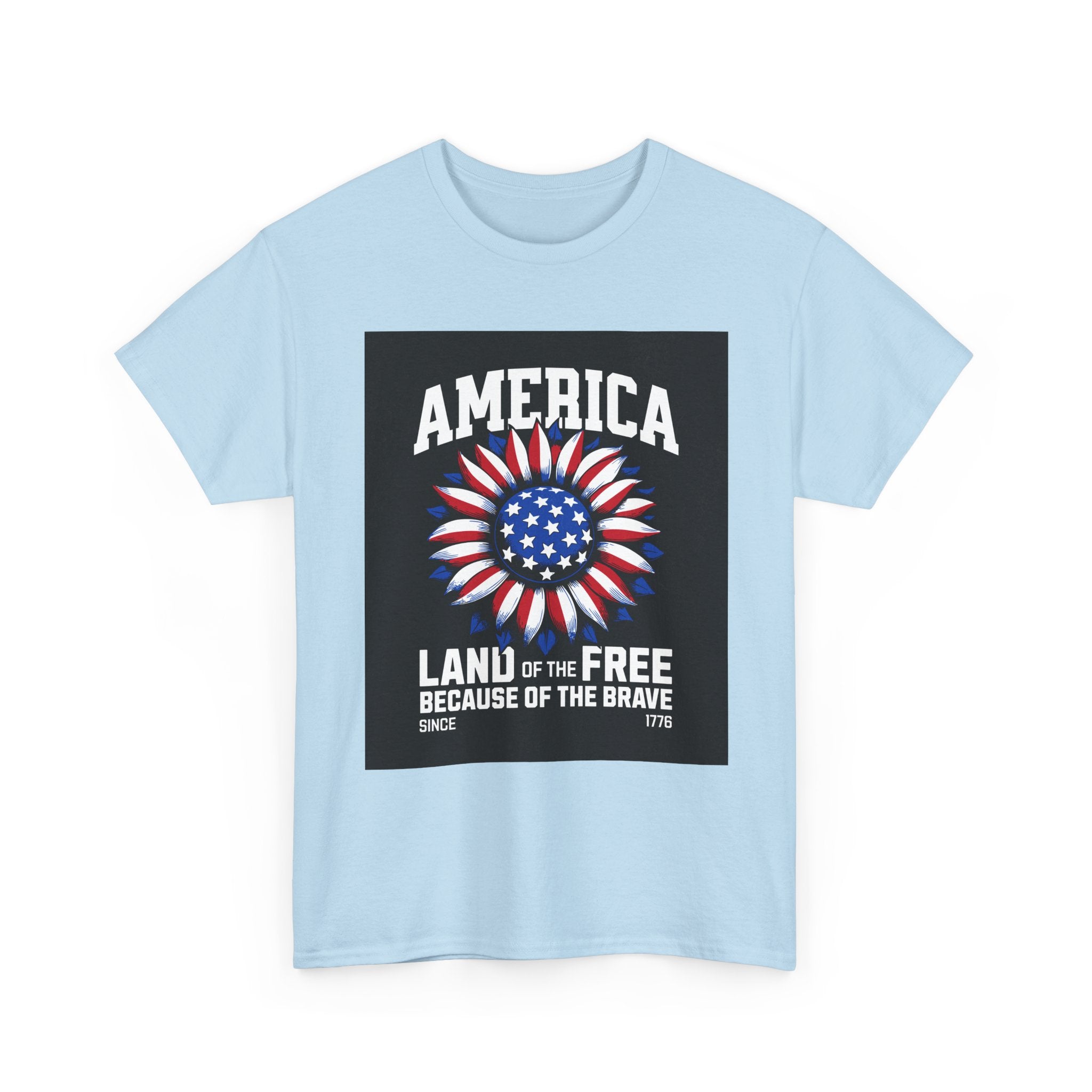Patriotic America Tee — "Land of the Free Because of the Brave" Cotton T-Shirt